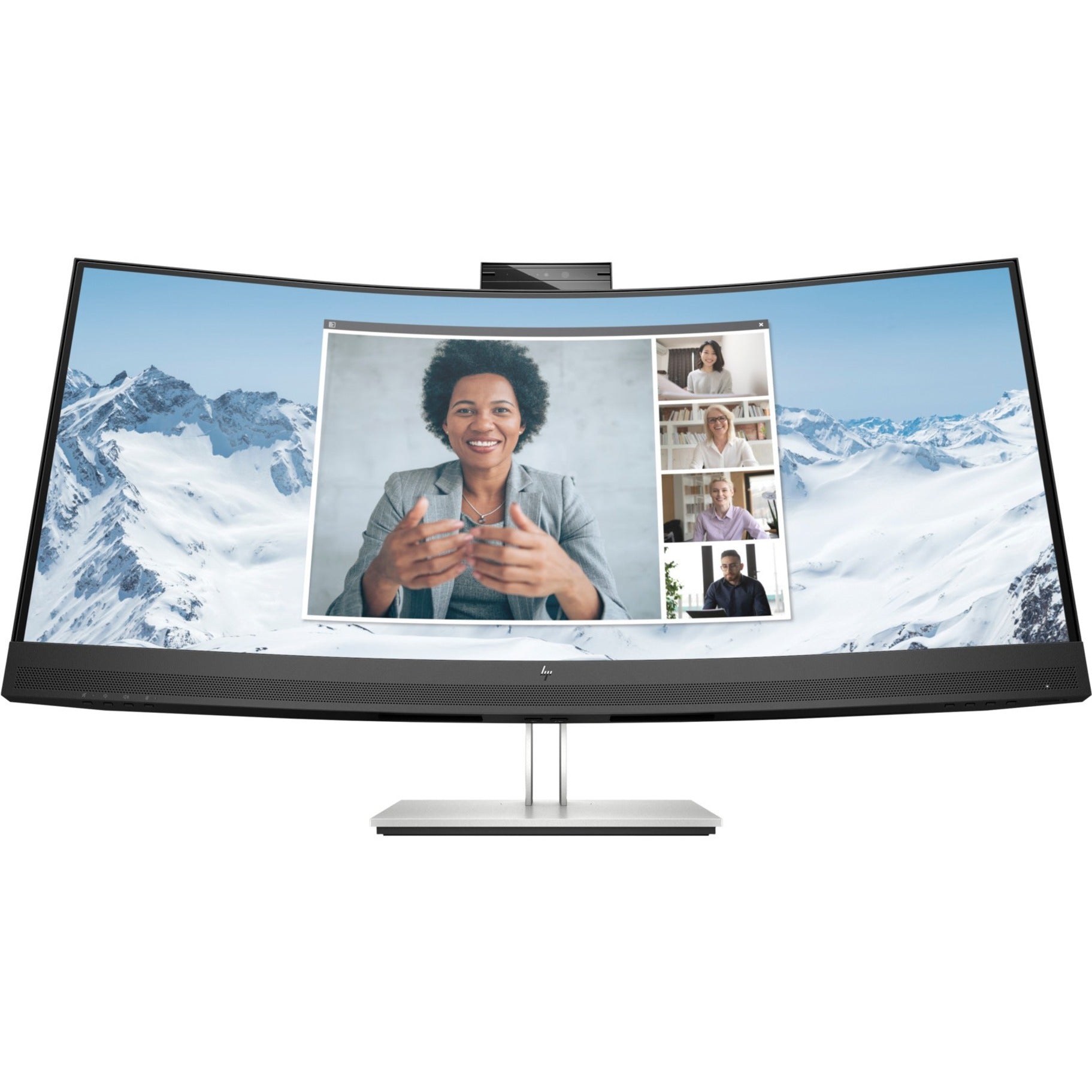 HP E34m G4 WQHD Curved USB-C Conferencing Monitor, 34", 3440 x 1440, Webcam, Microphone, USB Hub