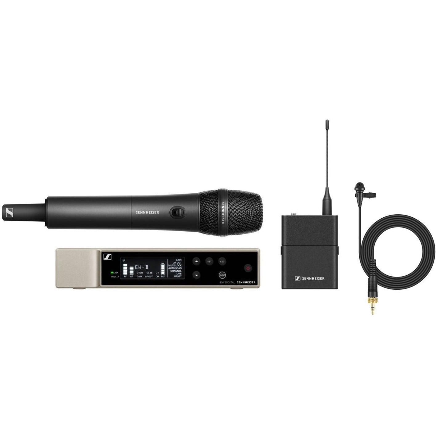 Sennheiser 508771 Wireless Microphone System, Includes EM Rack Receiver, Bodypack Transmitter, Handheld Transmitter, Lavalier Microphone, and More