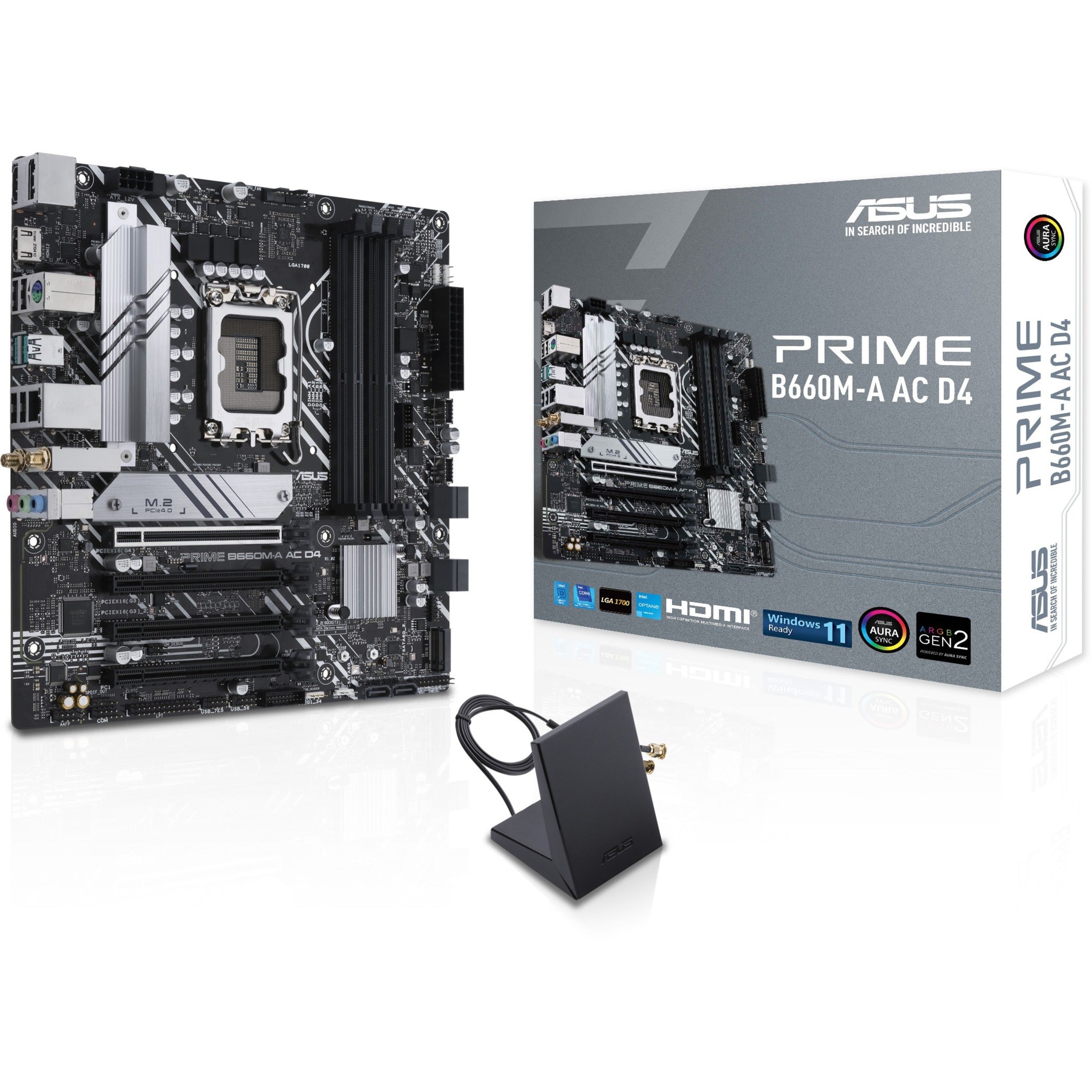 Asus Desktop Motherboard PRIME B660M-A AC D4 Intel B660 Chipset Socket LGA-1700 Intel Optane Memory Ready Micro ATX