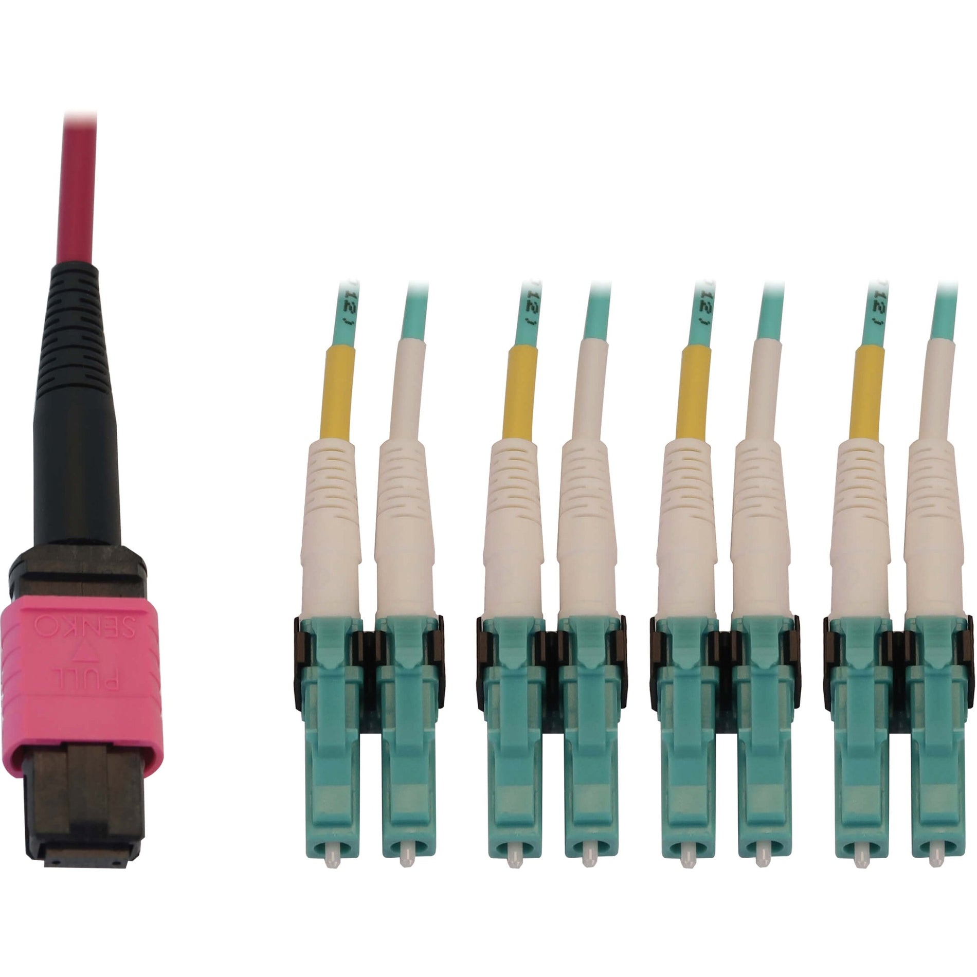 Tripp Lite N845X-03M-8L-MG Fiber Optic Duplex Trunk Network Cable, 9.84 ft, 100 Gbit/s, Magenta