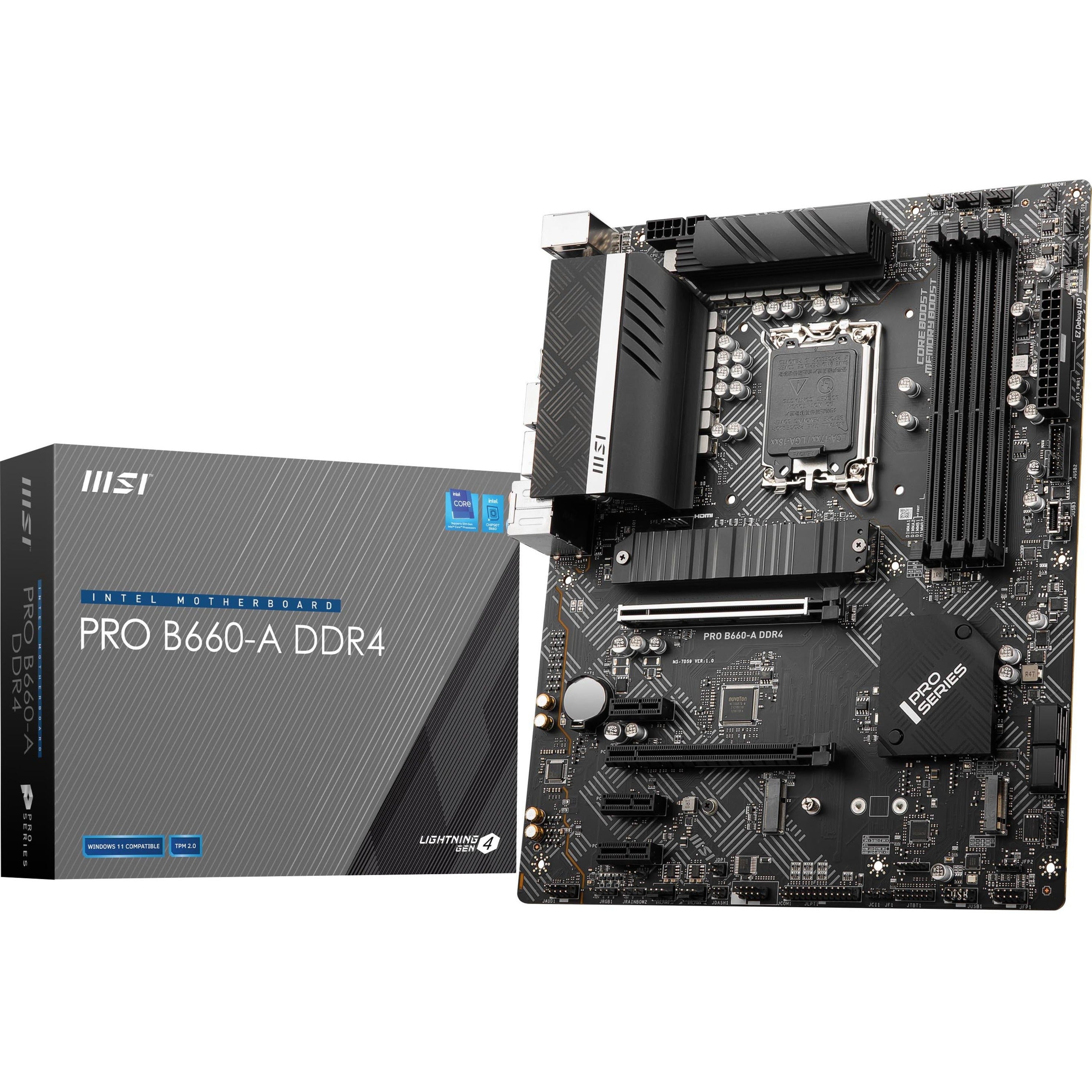 MSI PROB660ADDR4 PRO B660-A DDR4 ATX Motherboard, Intel 12th Gen, 128GB RAM, 2.5G Ethernet