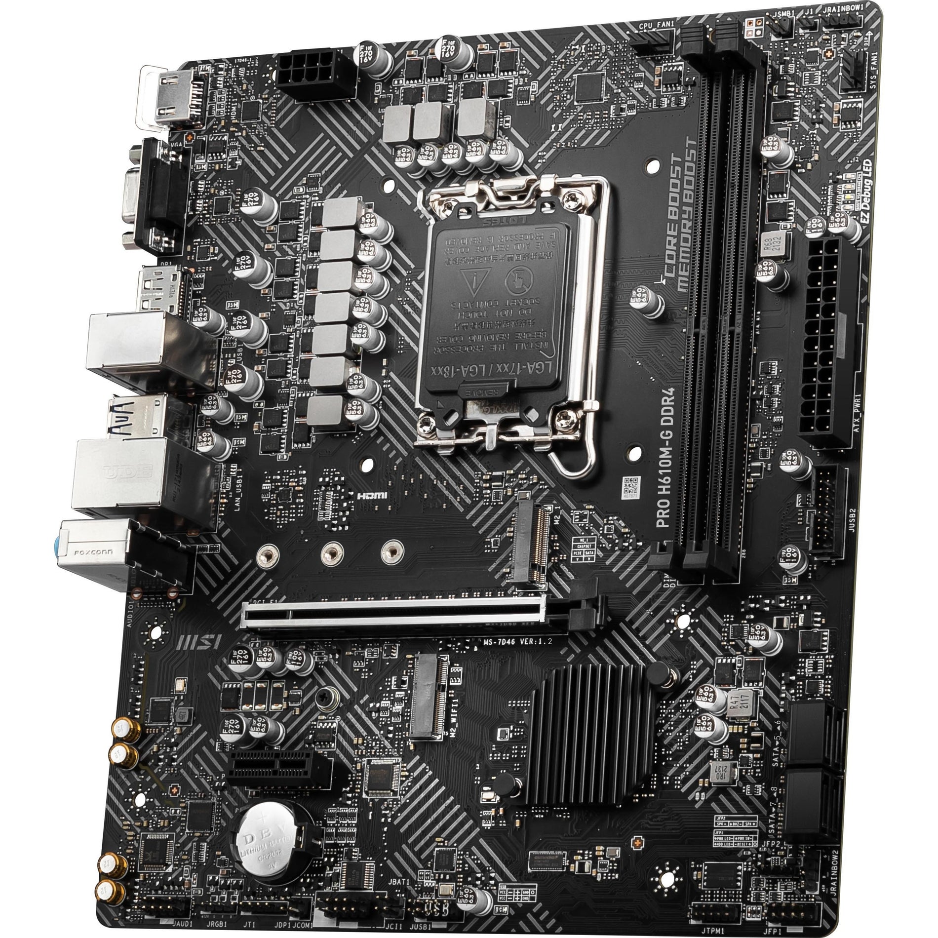 MSI PRO H610M-G DDR4 Desktop Motherboard - Micro ATX, Intel H610 Chipset, LGA-1700 Socket (PROH610MGD4)
