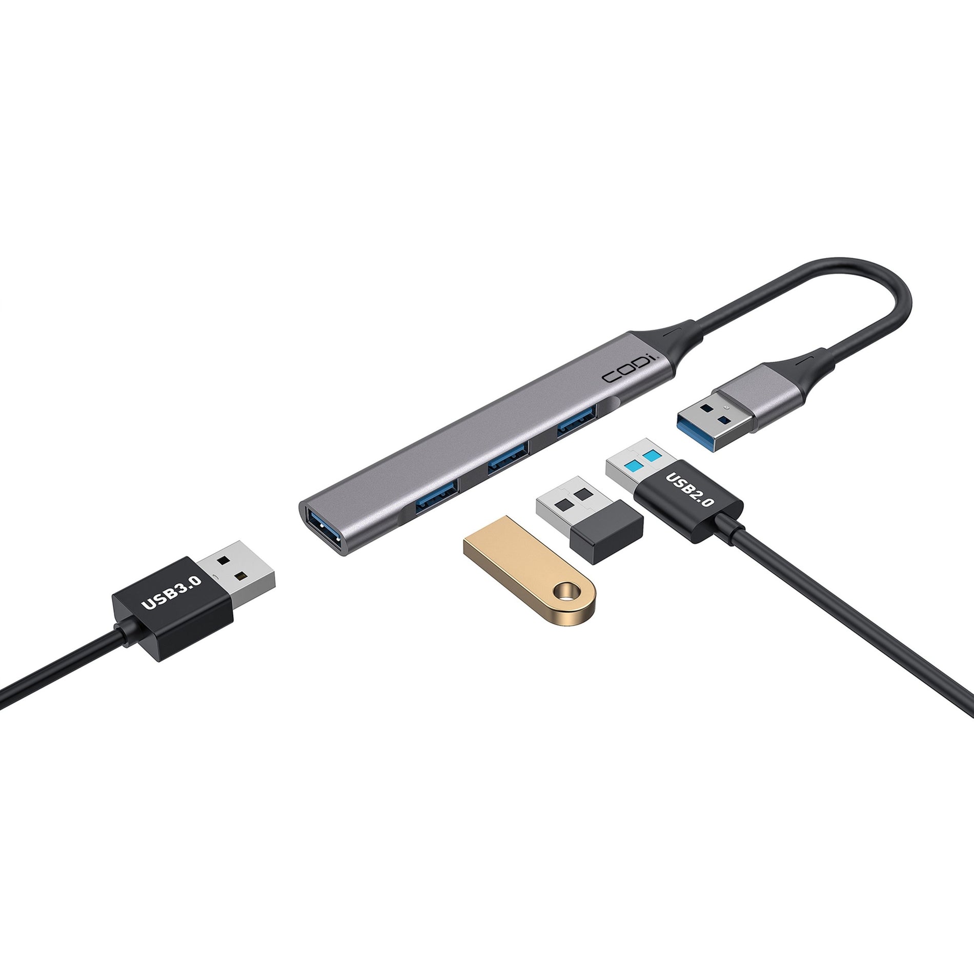 CODi A01113 USB-A 4-Port Hub, Expand Your USB Connectivity