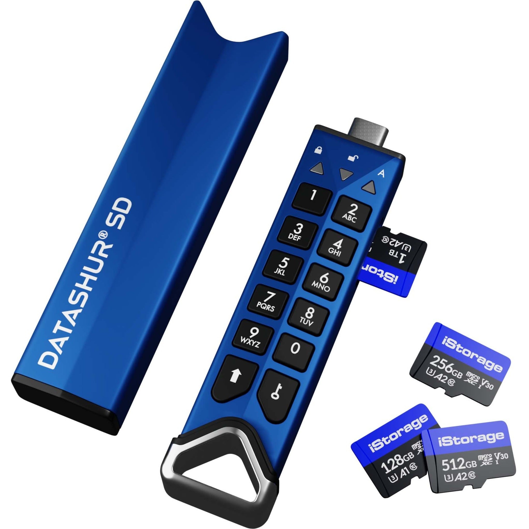 iStorage IS-FL-DSD-256-DP datAshur SD USB 3.2 (Gen 1) Type C Flash Drive/Flash Card Reader, 3 Year Limited Warranty