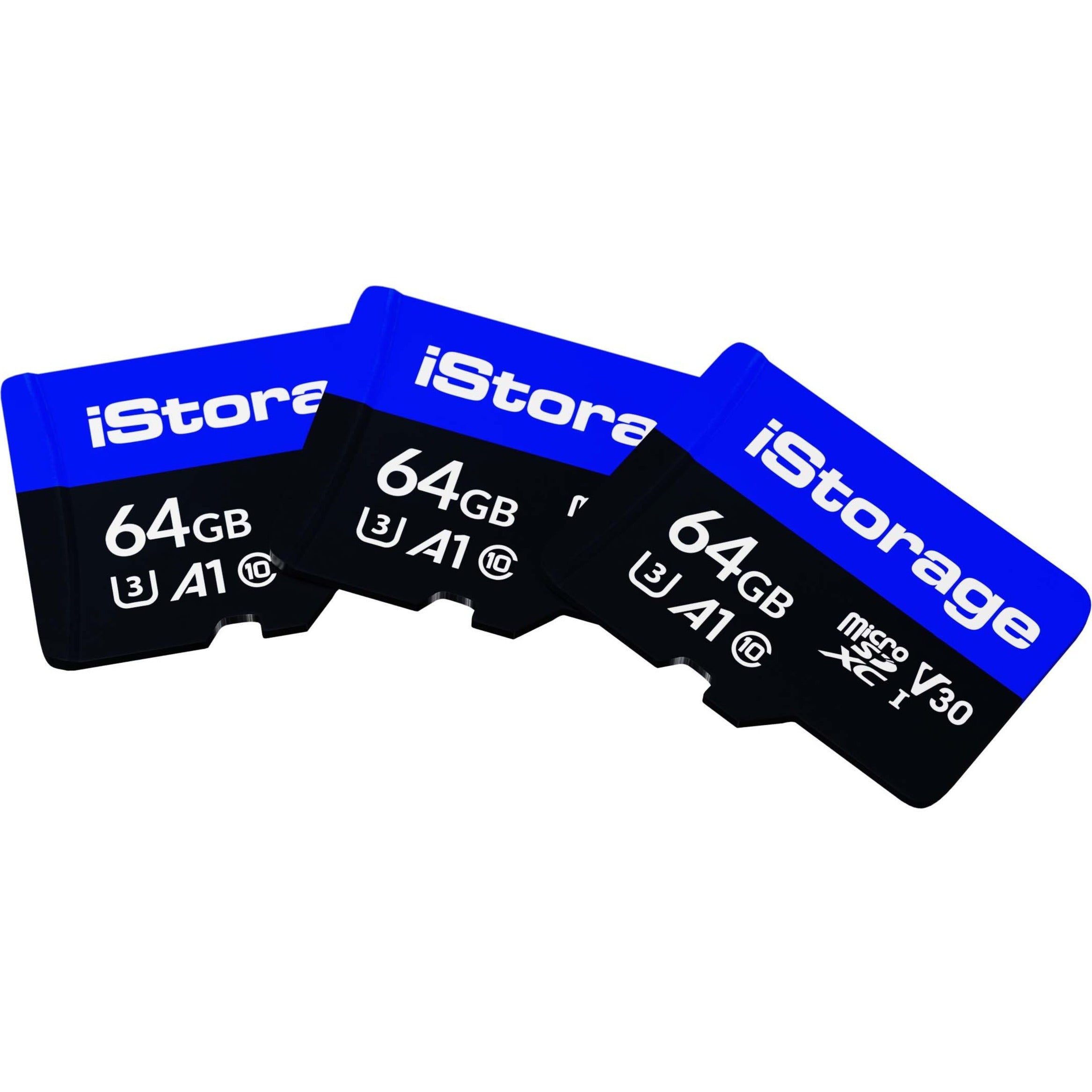 iStorage IS-MSD-3-64 64GB MicroSDXC Card, Pack of 3, High-Speed Storage Solution