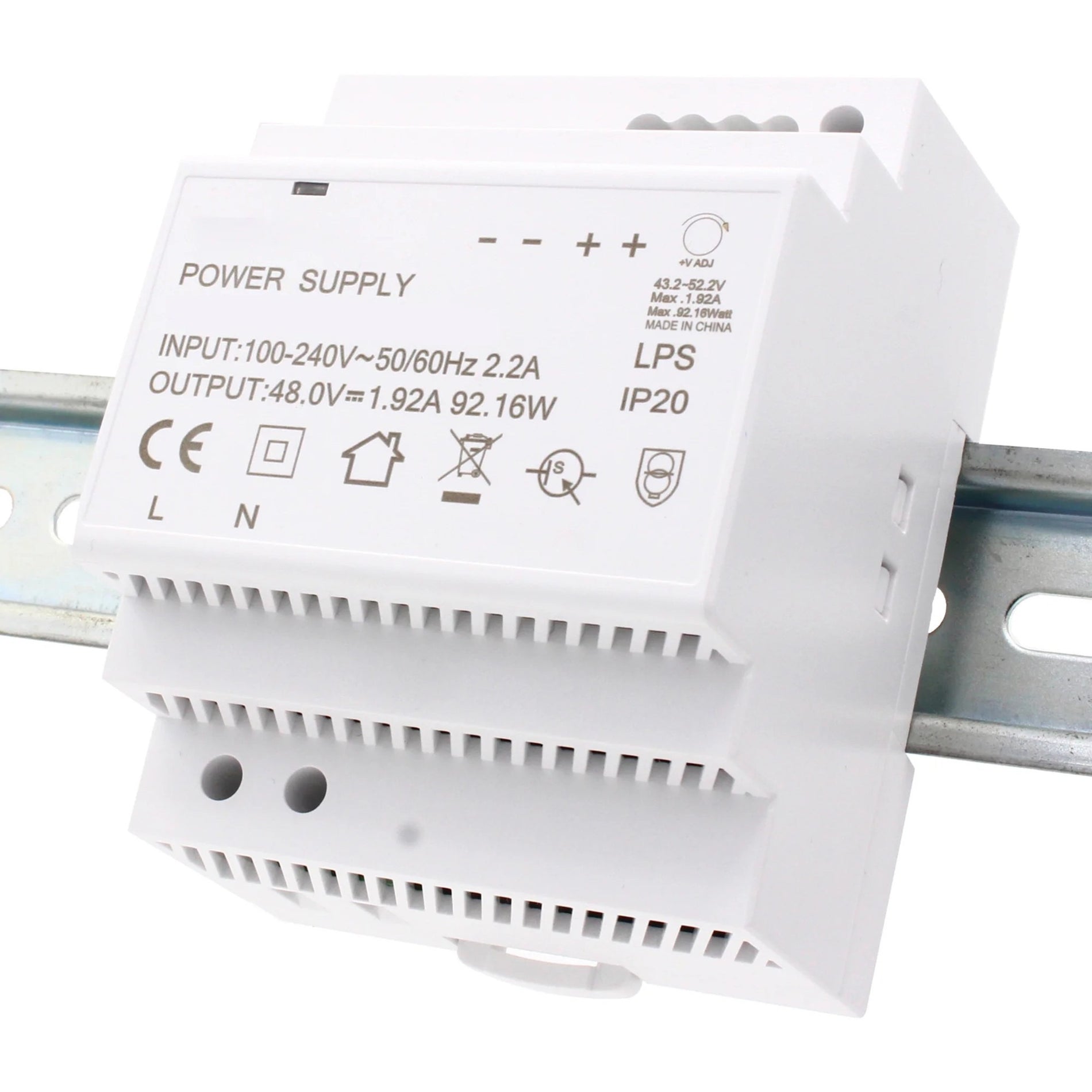 Brainboxes PW-301 96W Single Output Industrial DIN Power Supply, 48V, Lifetime Warranty