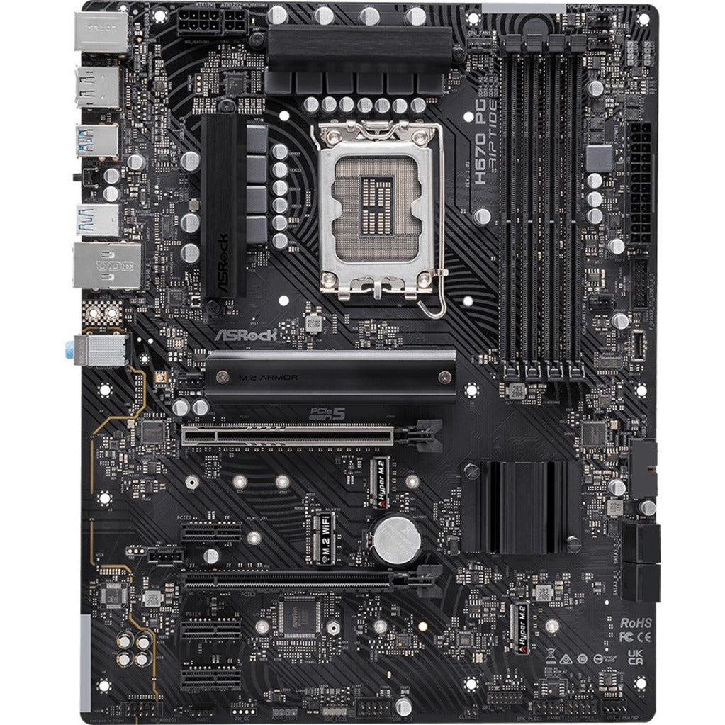 ASRock Desktop Motherboard H670 PG Riptide Intel H670 Chipset Socket LGA-1700 Intel Optane Memory Ready ATX
