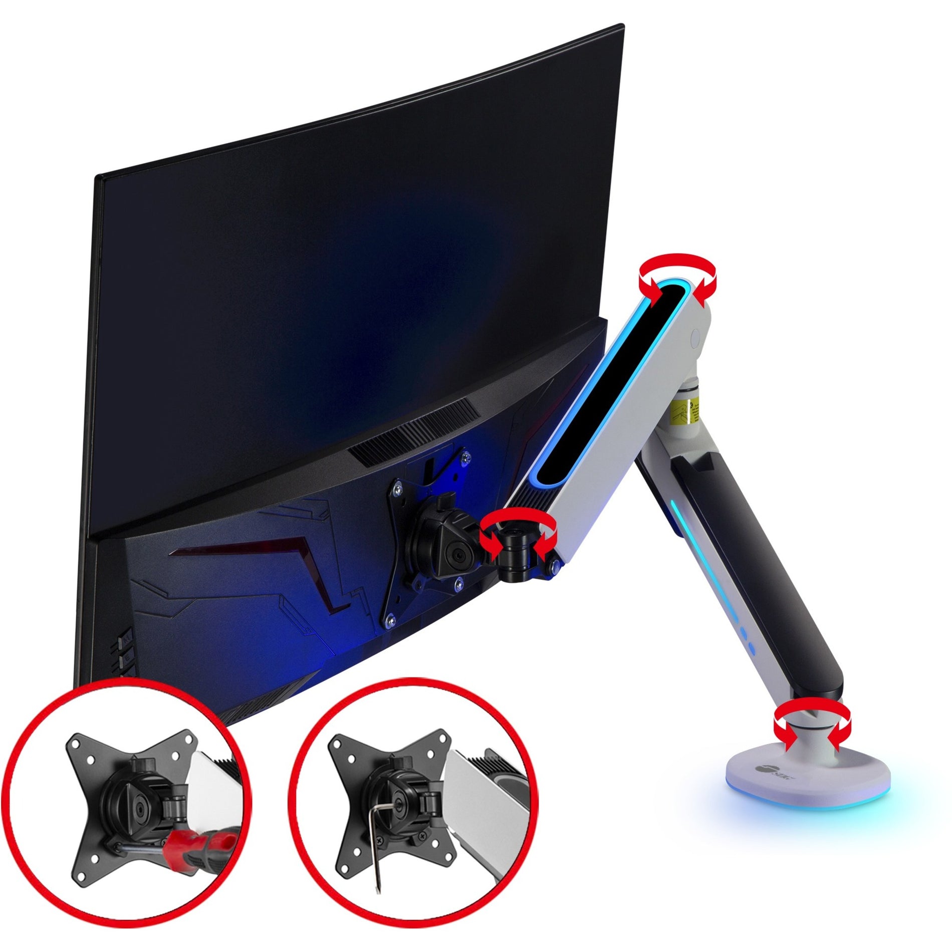 Premium Single Monitor Arm Desk Mount with Gaming RGB Lighting [Discontinued]