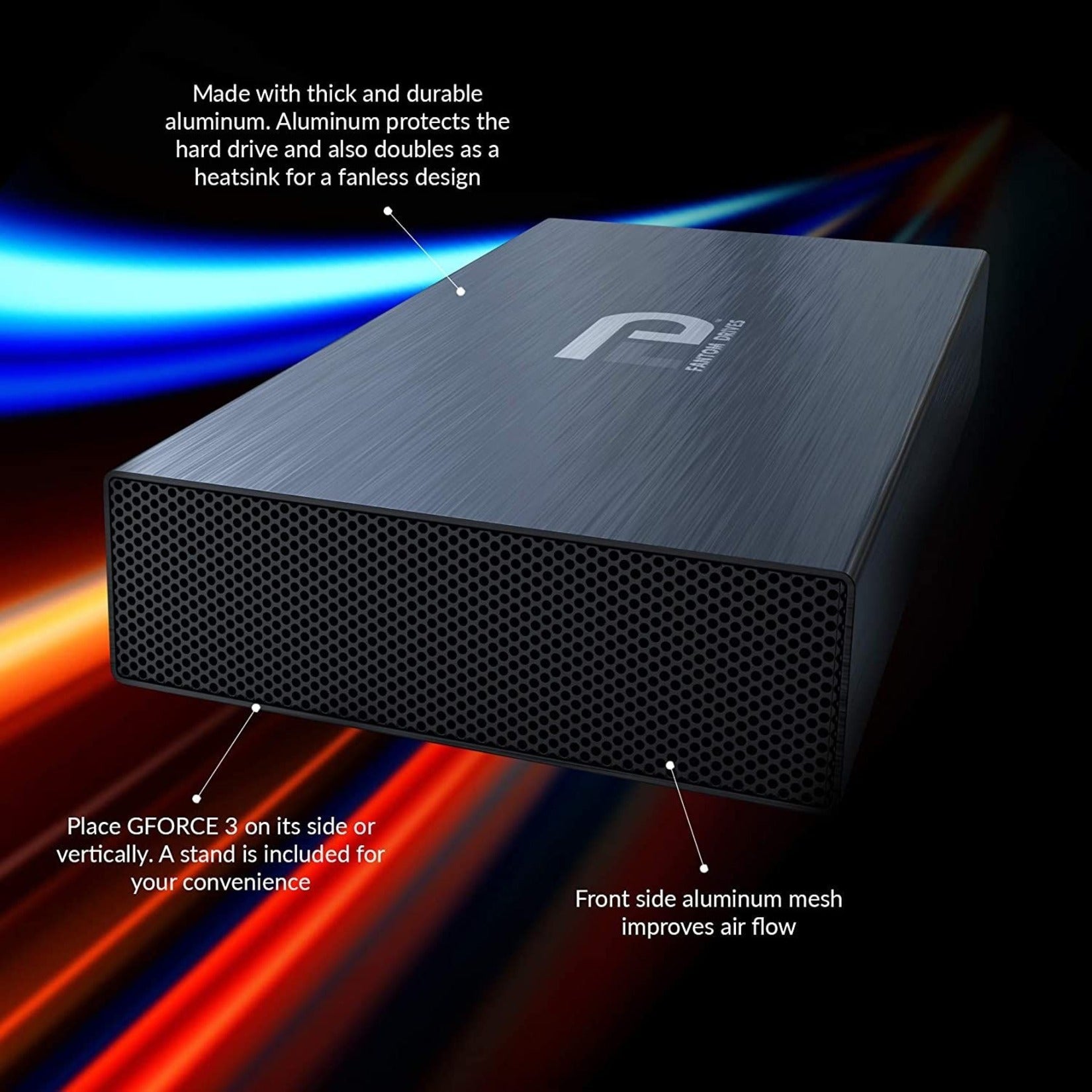 Fantom Drives GF3B20000UP GForce 3 Pro External Hard Drive, 20TB, 7200RPM, USB3, Aluminum Black