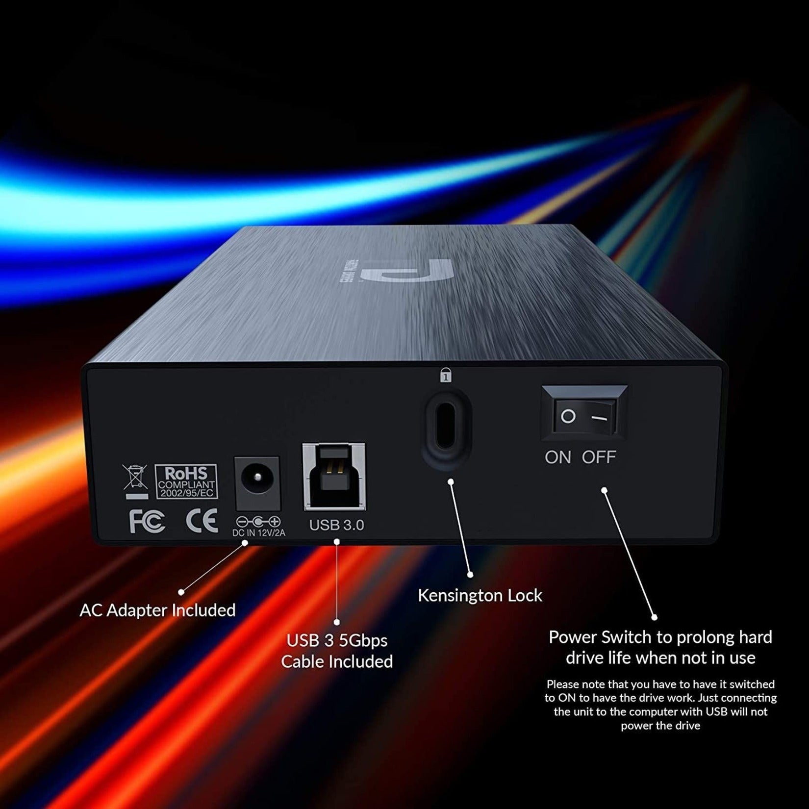 Fantom Drives GF3B20000UP GForce 3 Pro External Hard Drive, 20TB, 7200RPM, USB3, Aluminum Black