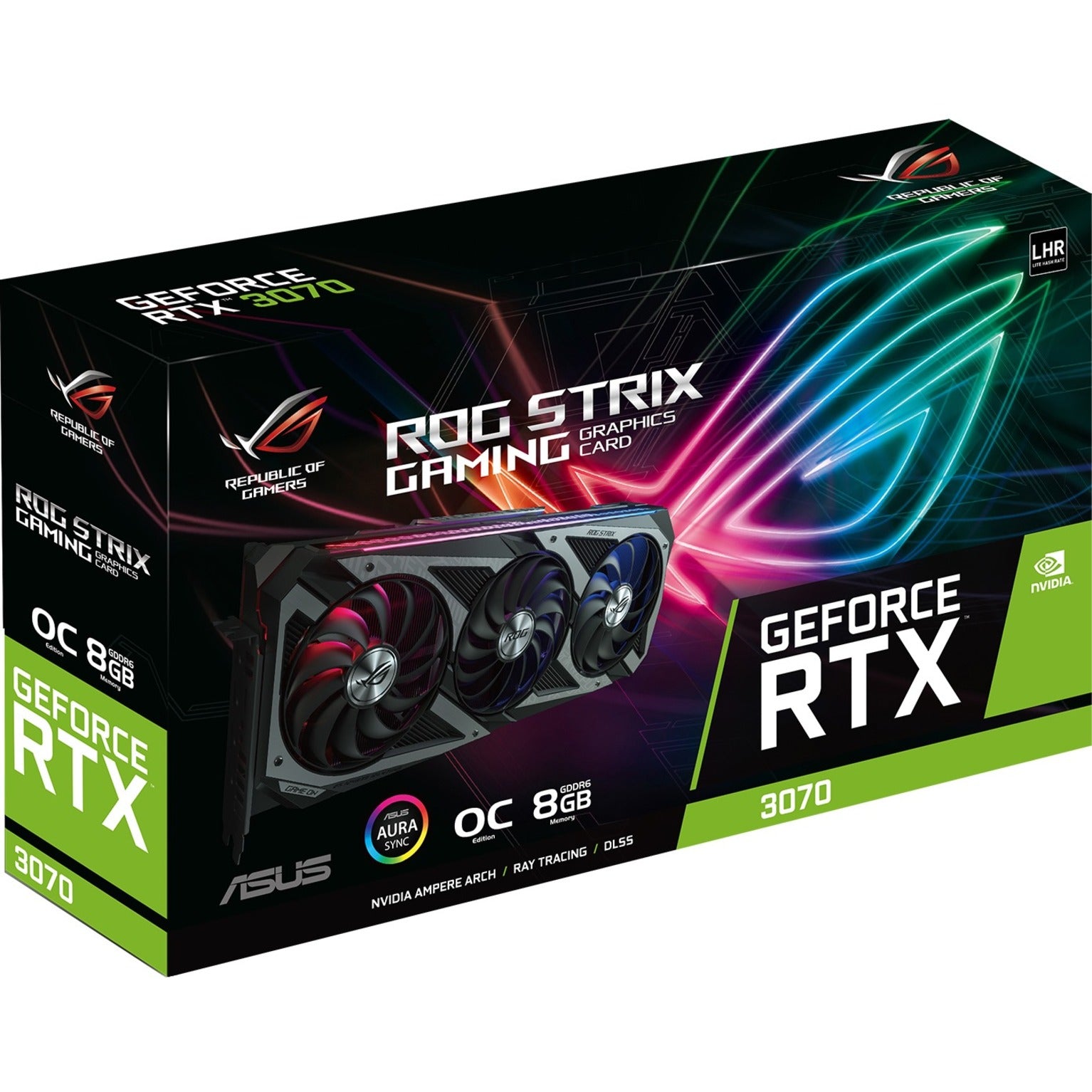 Asus ROG ROG-STRIX-RTX3070-O8G-V2-GAMING Strix GeForce RTX 3070 V2 OC Edition Graphic Card, 8GB GDDR6, DirectX 12 Ultimate, OpenGL 4.6
