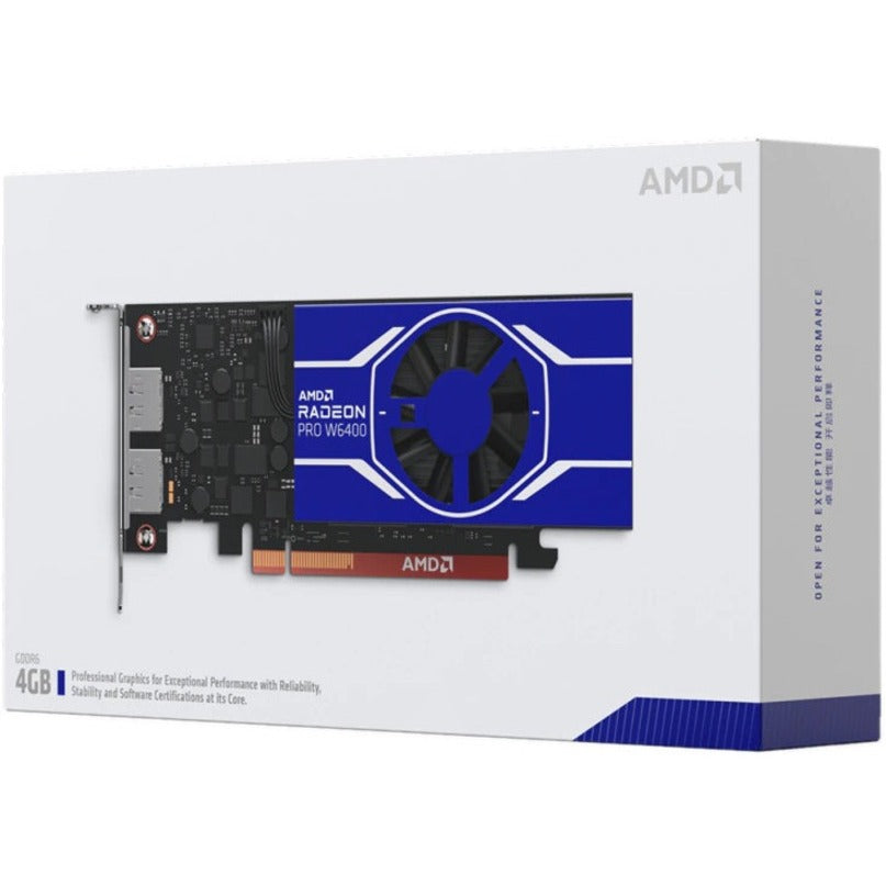AMD 100-506189 Radeon PRO W6400 Graphic Card, 4 GB GDDR6, Half-height, DirectX 12 Ultimate, Vulkan 1.2, OpenGL 4.6, OpenCL 2.2