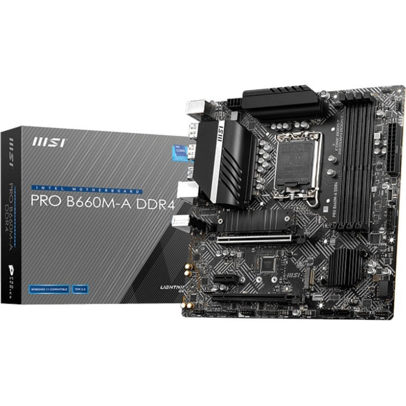 MSI PRO B660M-A DDR4 Desktop Motherboard PROB660MAD4 - Intel B660 Chipset, Socket LGA-1700, Intel Optane Memory Ready, Micro ATX