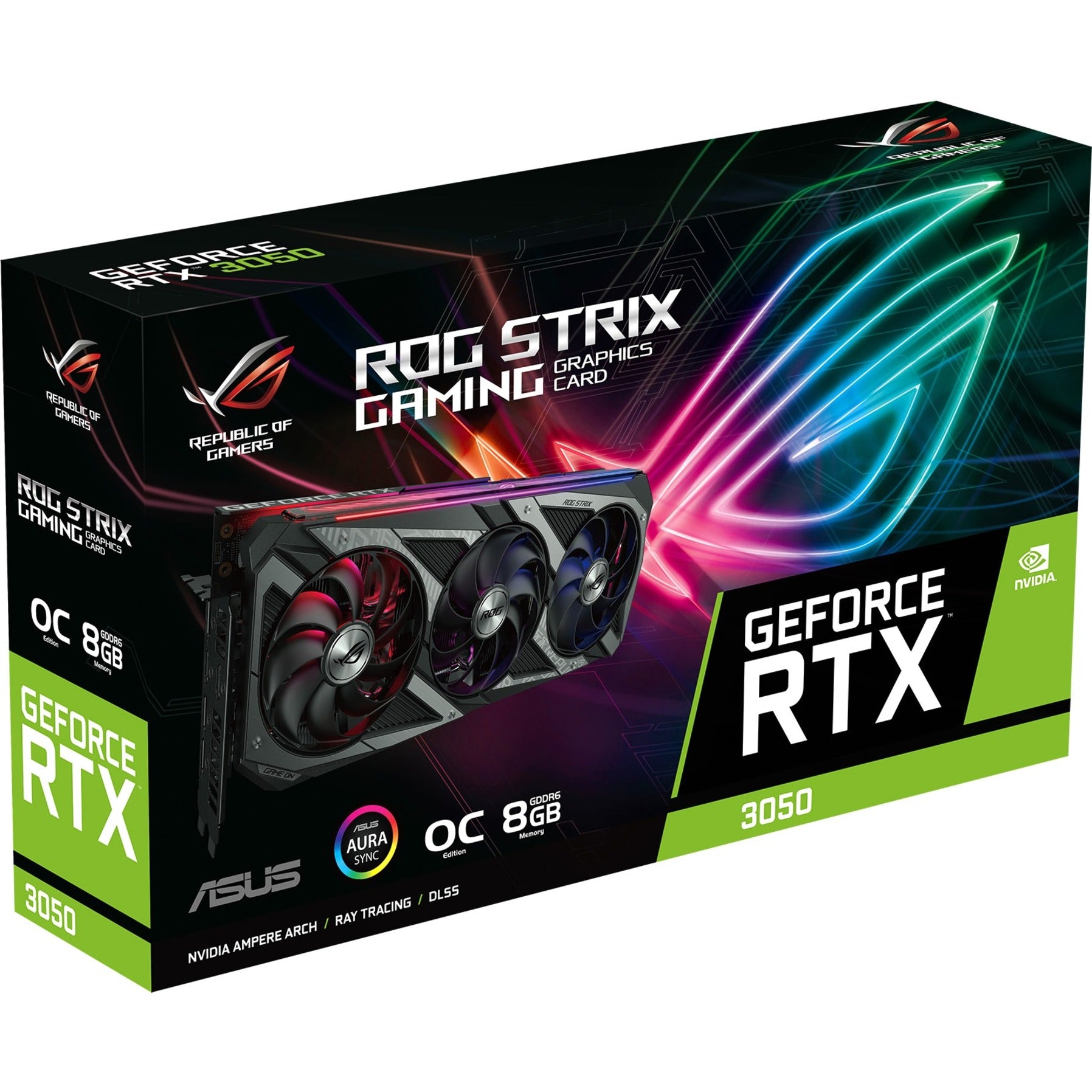 Asus ROG ROGSTRIXRTX3050O8GGA Strix GeForce RTX 3050 OC Edition 8GB Graphic Card, PCIe 4.0