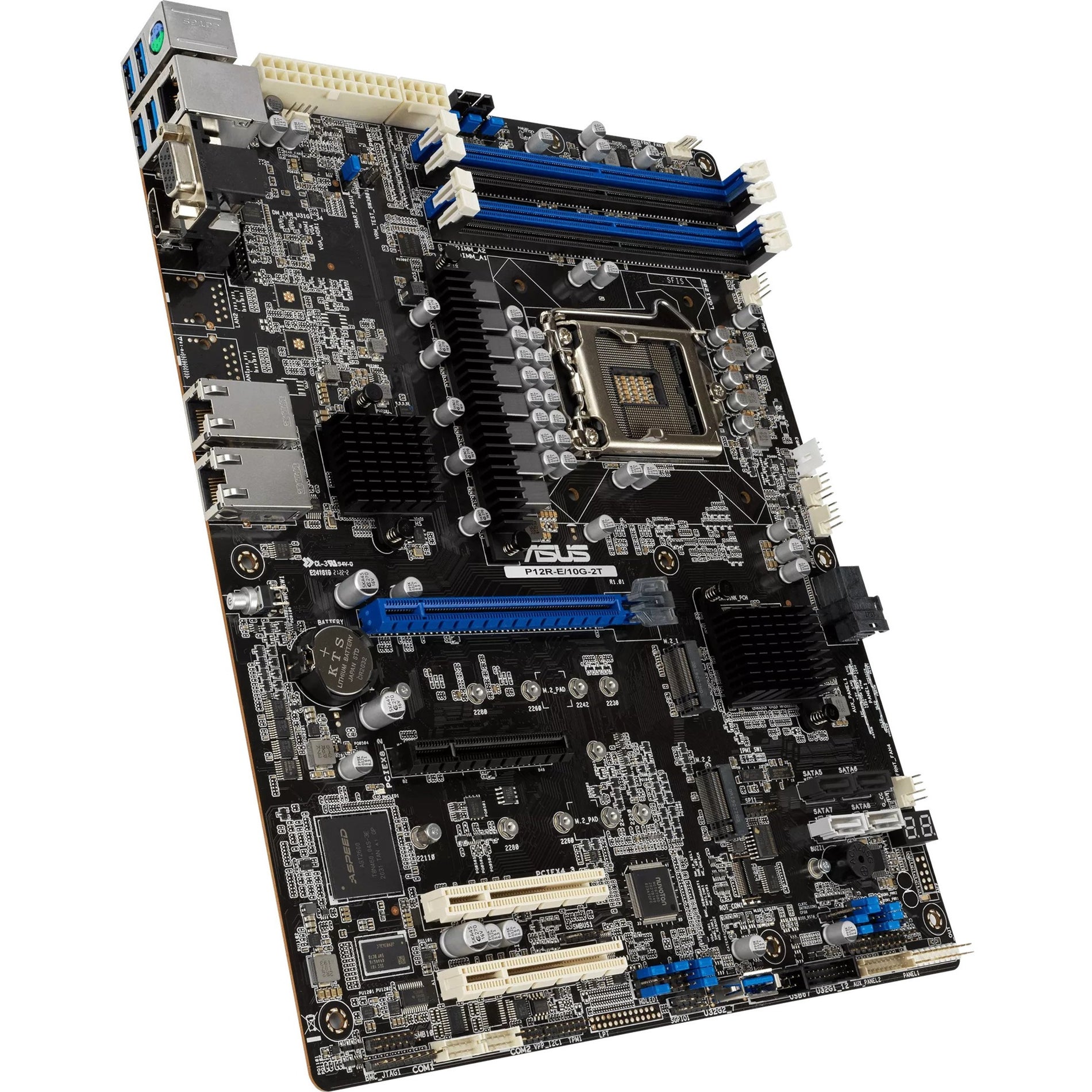 Asus P12R-E/10G-2T Server Motherboard, Intel Xeon E-2300 LGA 1200 ATX, Dual M.2 Slots, Dual 10G LAN, 8 SATA, HDMI, 2 PCIe 4.0 Slots, 2 USB 3.2 Gen 2