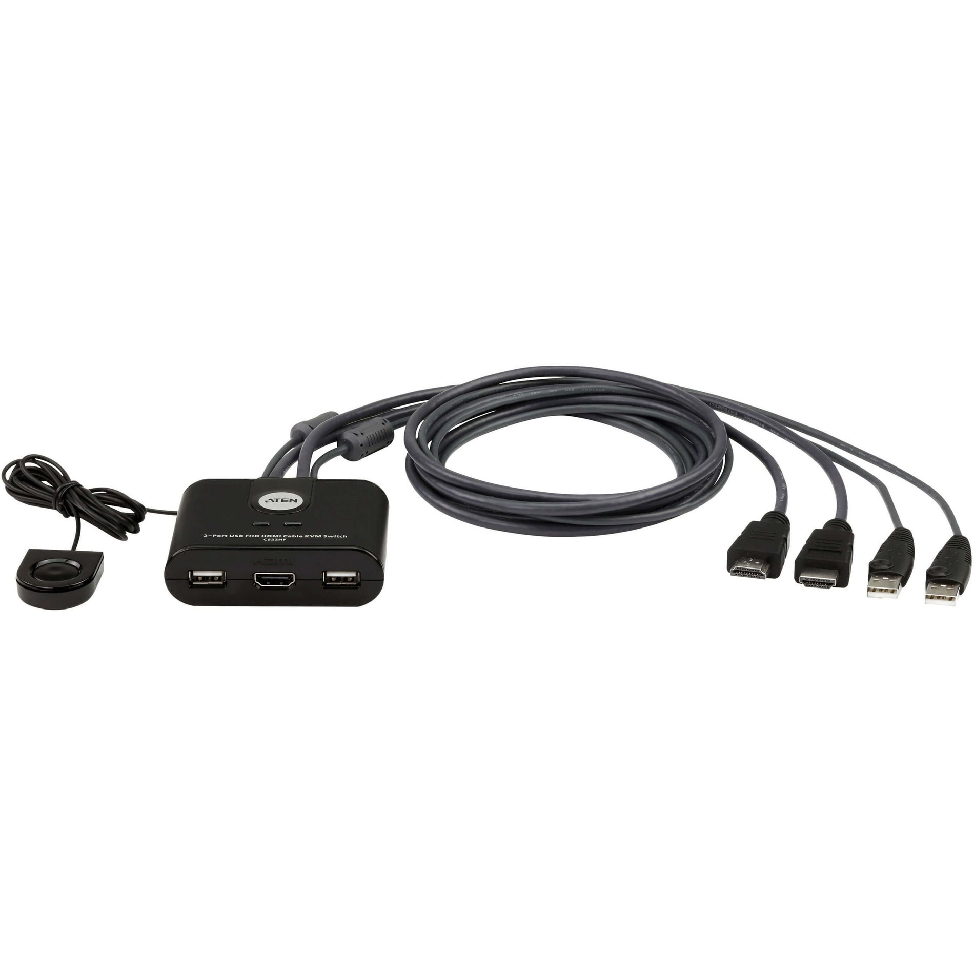 ATEN CS22HF 2-Port USB FHD HDMI Cable KVM Switch, 1920 x 1200 Resolution, 3-Year Warranty