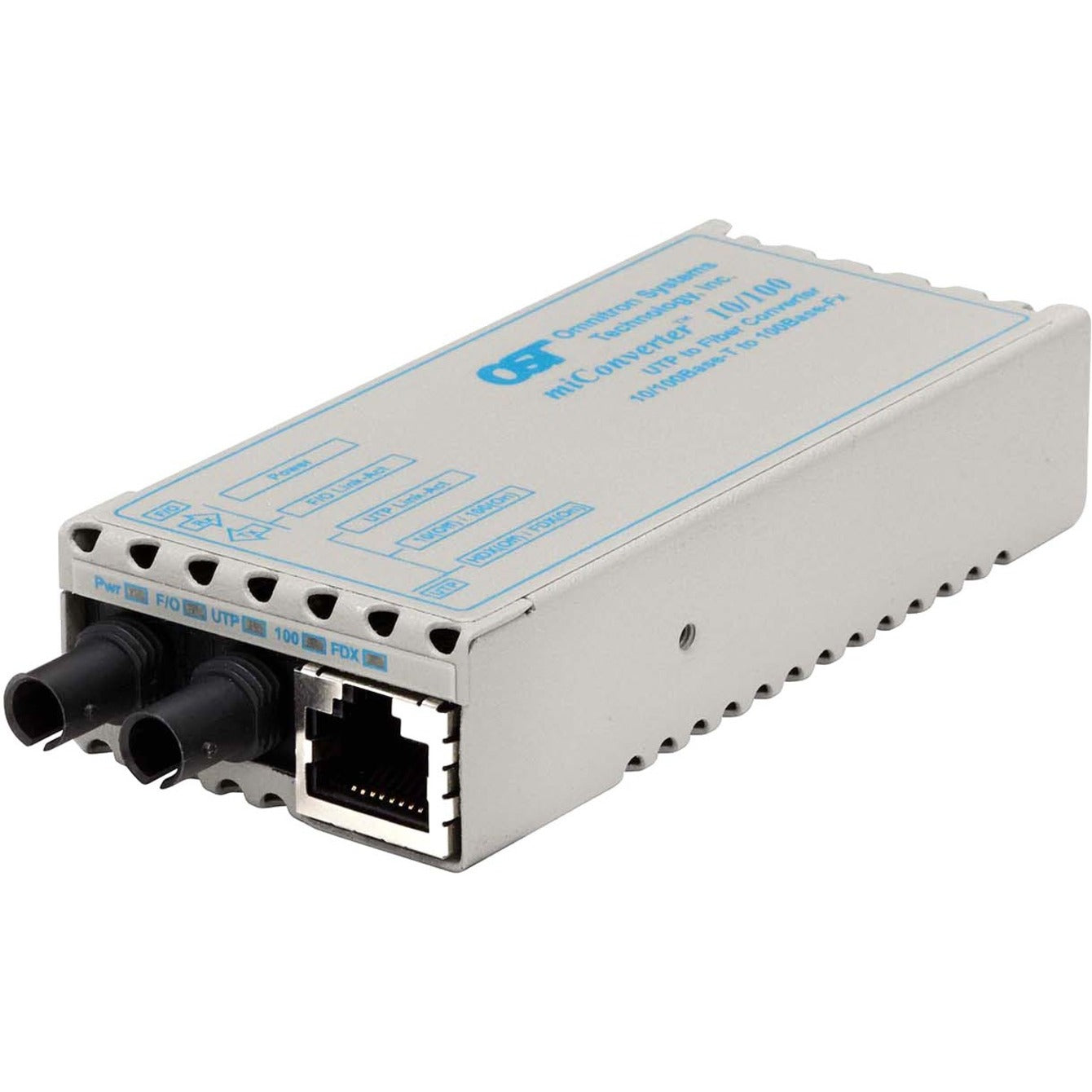 Omnitron Systems 1100-0-1 miConverter 10/100 ST Multimode 5km US AC Powered, Fast Ethernet Media Converter
