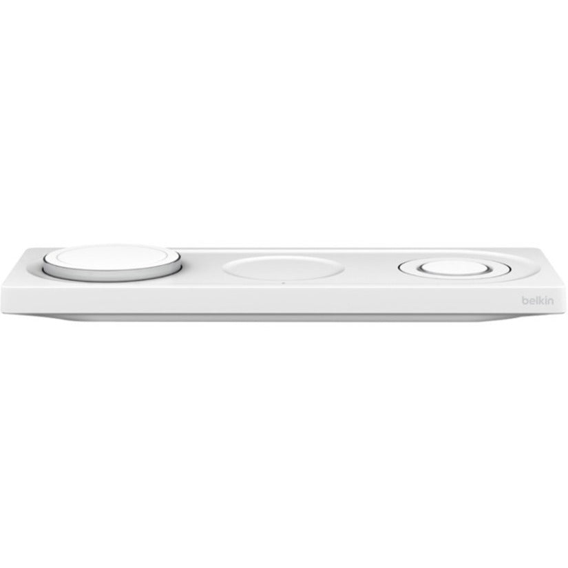 Belkin WIZ016TTWH 3-in-1 Wireless Charging Pad with MagSafe, Fast Charge Mode, LED Indicator, USB Charging
