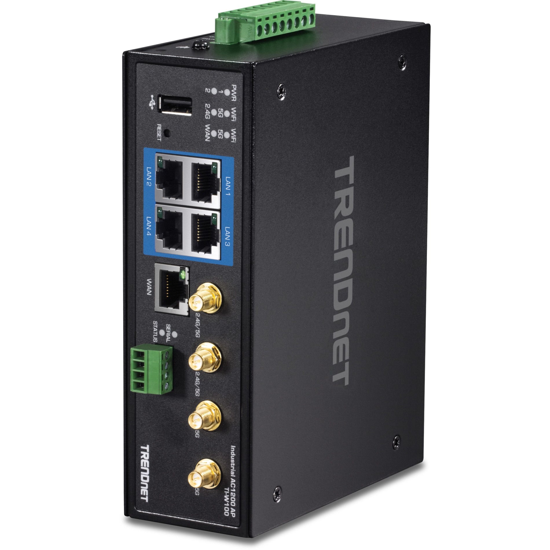 TRENDnet Industrial AC1200 Wireless Dual Band Gigabit Router, Black, TI-W100