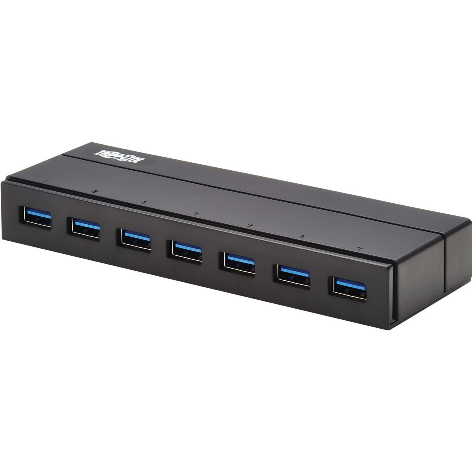Tripp Lite U360-007-INT 7-Port USB-A Mini Hub - USB 3.2 Gen 1, International Plug Adapters, Portable Black