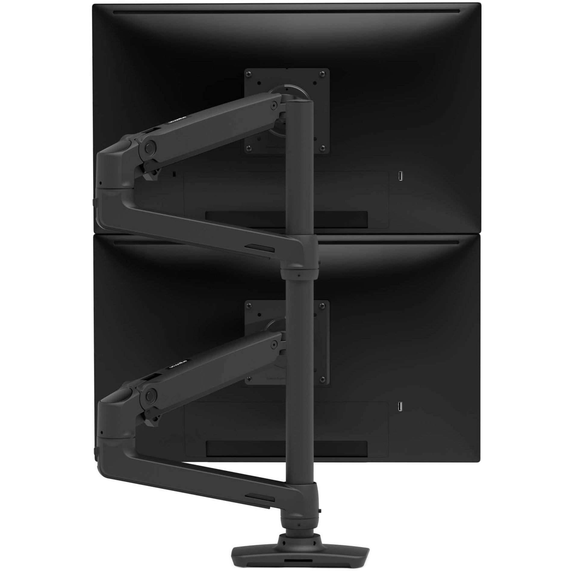 Ergotron 45-509-224 LX Dual Stacking Arm Tall Pole Multi-Monitor Mount, Matte Black, Extendable, 75° Tilt, 360° Panning, 360° Rotation