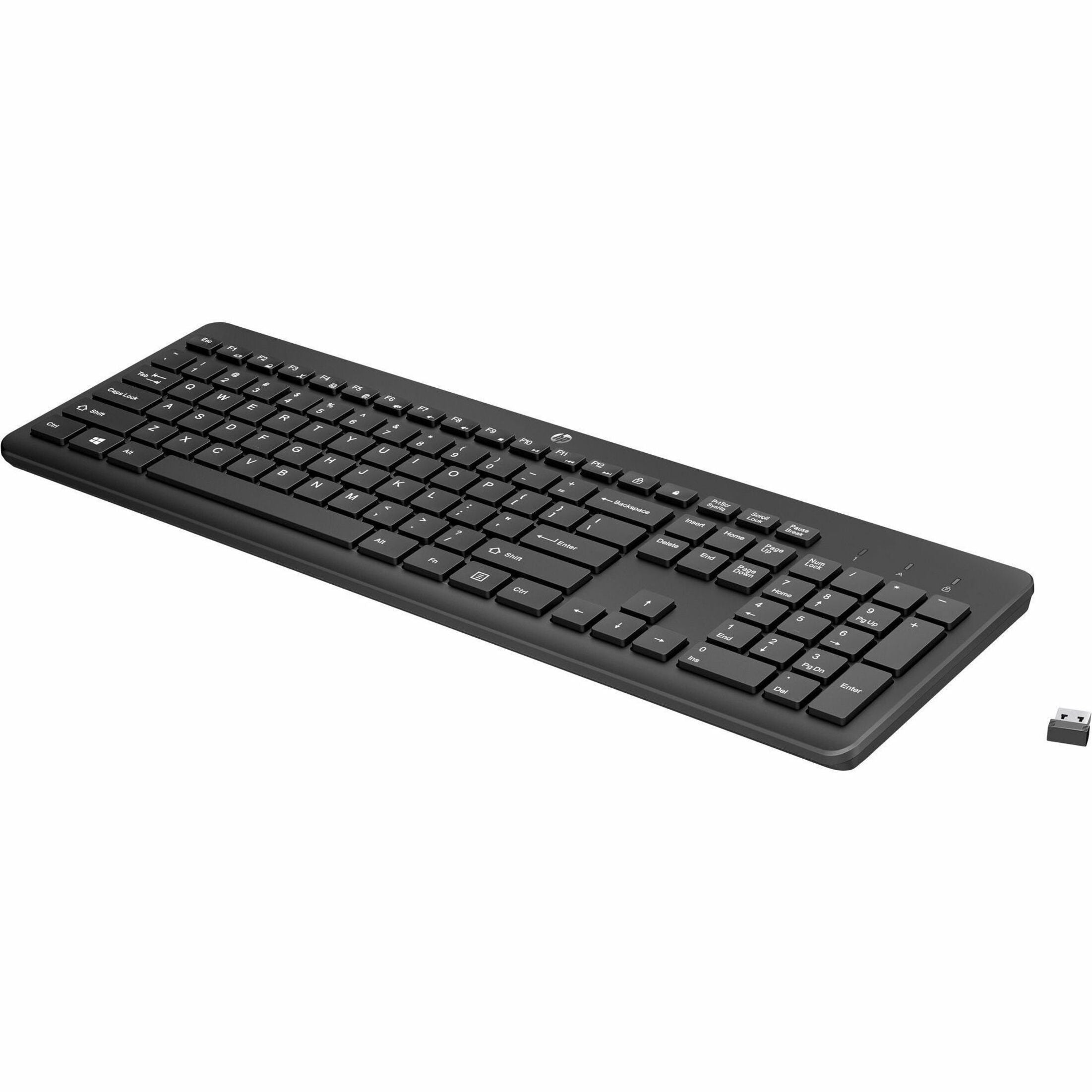 HP 230 Wireless Keyboard, Full-size Keyboard, Low-profile Keys, Quiet Keys, Numeric Keypad, Low Noise, Adjustable Tilt