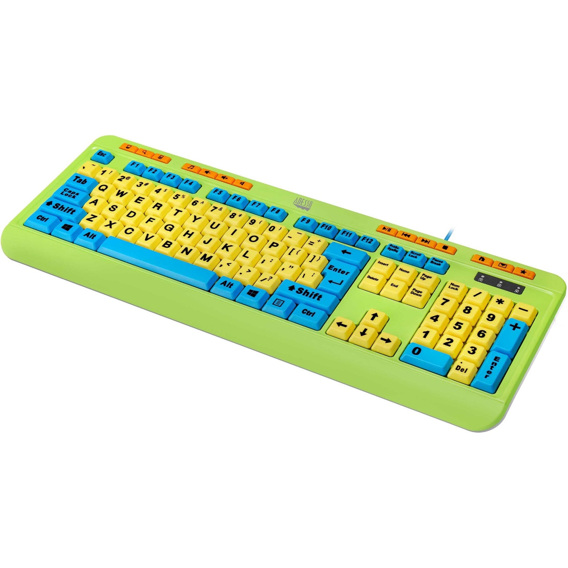 Adesso AKB-132DB Antimikrobielles Kabelgebundenes Kinder-Keyboard und Maus-Set