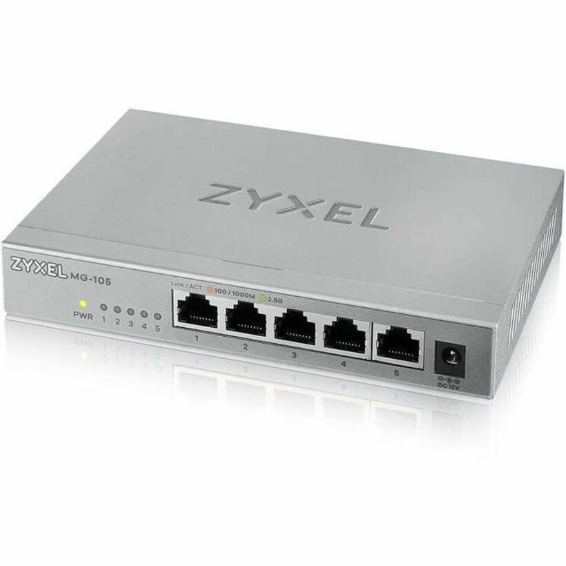 ZYXEL MG105 MG-105 Ethernet Switch, 5 x 2.5 Gigabit Ethernet Ports, Fanless, 5 Year Warranty