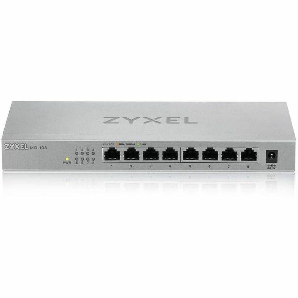 ZYXEL MG108 Ethernet Switch, 8-Port 2.5 Gigabit Ethernet, Fanless, 5-Year Warranty