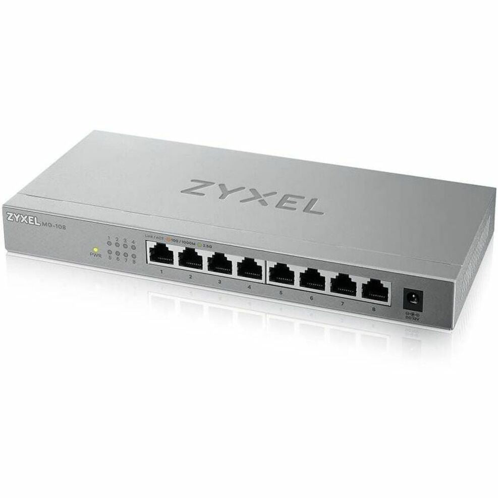 ZYXEL MG108 Ethernet Switch, 8-Port 2.5 Gigabit Ethernet, Fanless, 5-Year Warranty