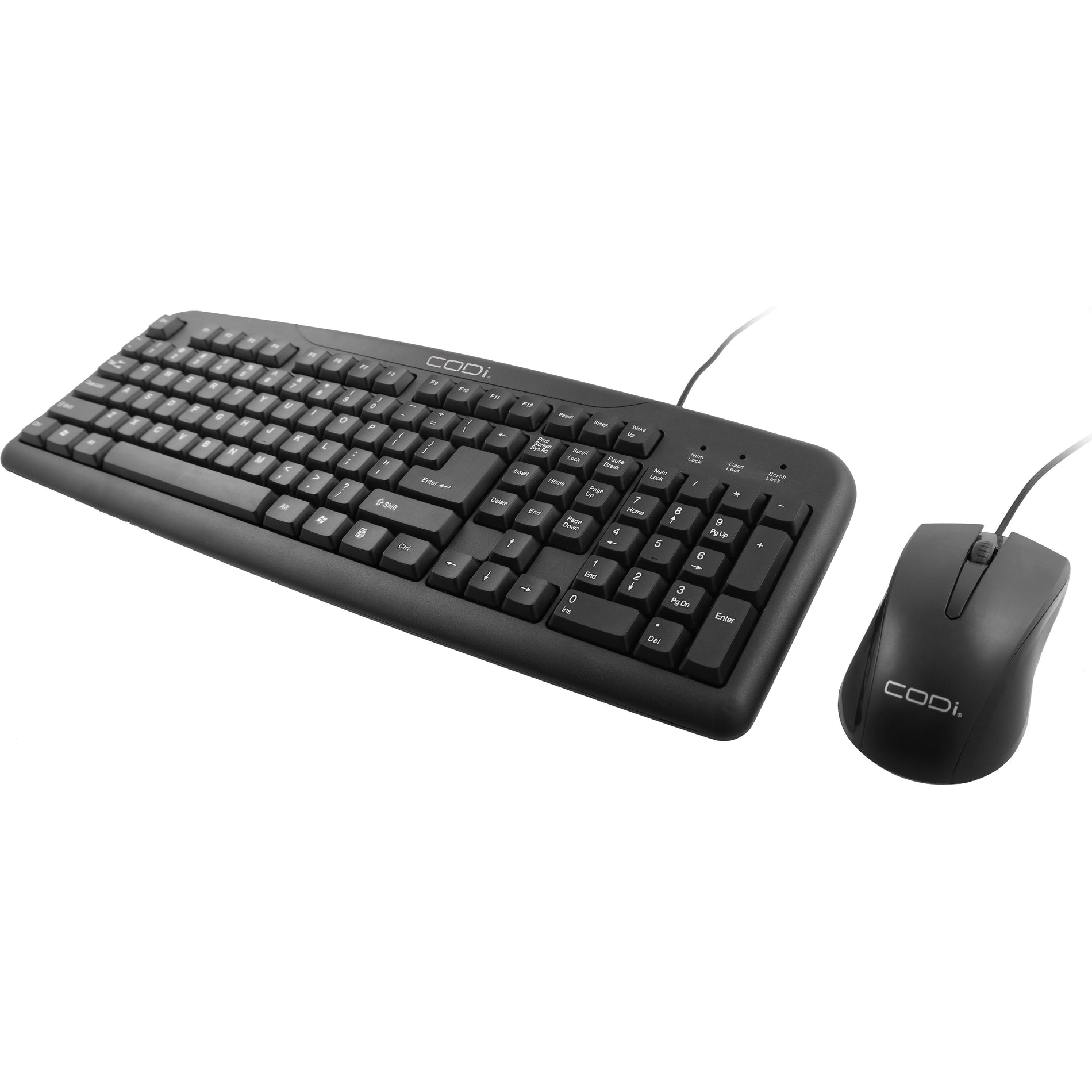 CODi AK0000057 Wired USB-A Mouse and Keyboard Combination, Plug & Play, Quiet Keys, Foldable Legs, Adjustable Keyboard Height, Ergonomic