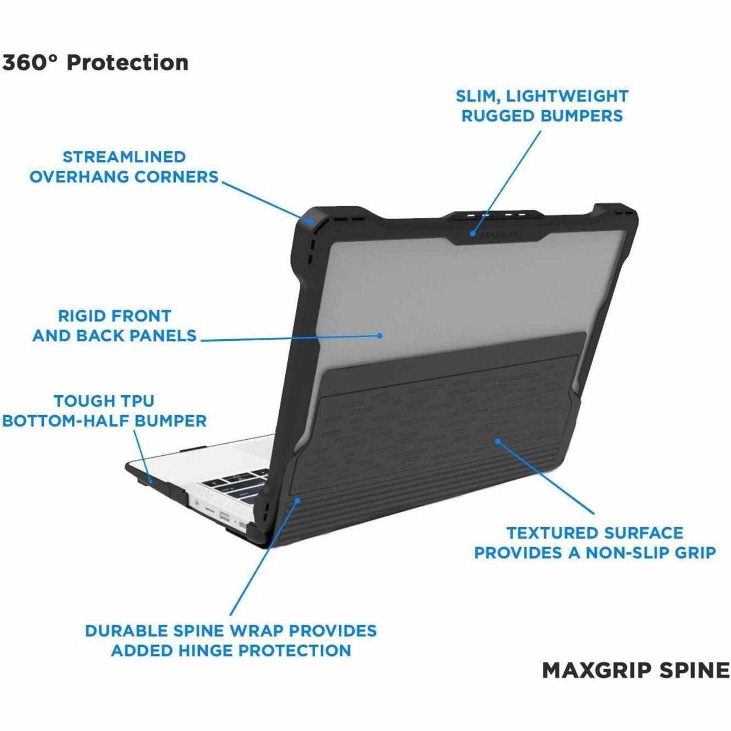 MAXCases HP-ESS-XCB-G4-BCLR Extreme Shell-S Chromebook Case, Rugged Protection, 11.6" Black/Clear
