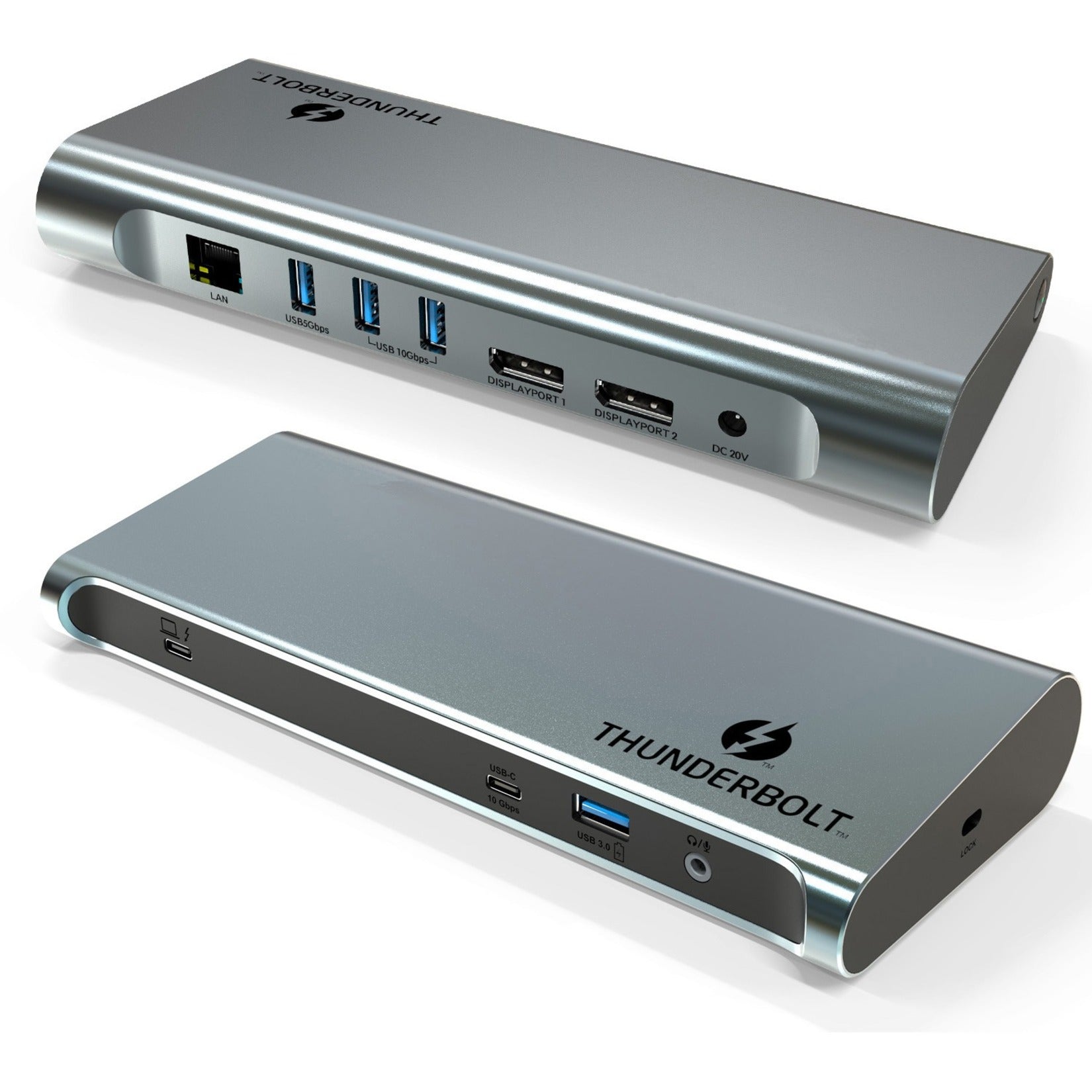 4XEM 4XUTD23 Thunderbolt 3 Dual 4K Docking Station with 60W Power Delivery, USB Type-A, DisplayPort, RJ-45, 2 USB 3.0 Ports, 4 USB Type-A Ports