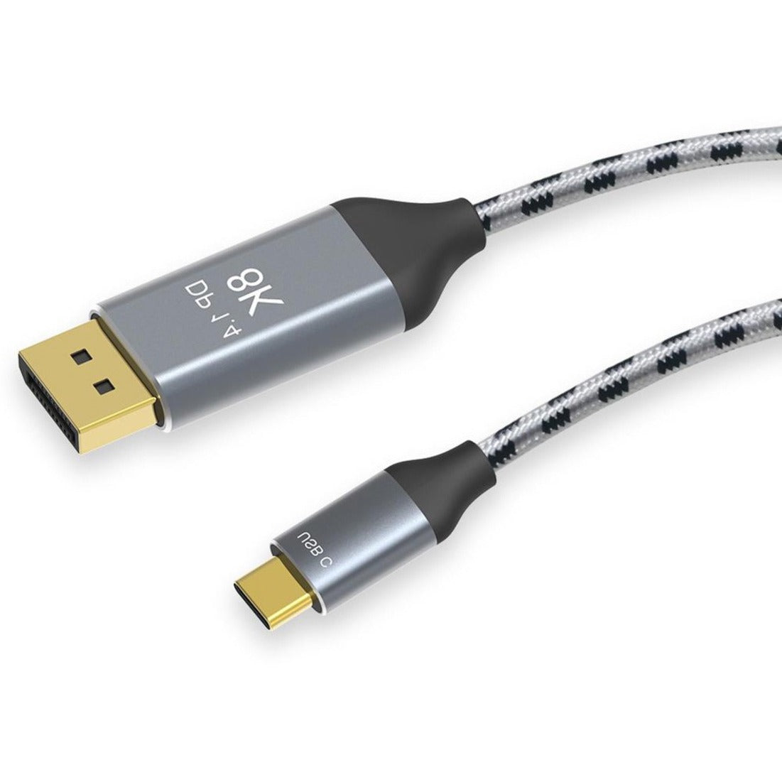 4XEM 4XTPC027B2M 8K/4K 2M USB-C to DisplayPort Braided Cable, Plug & Play, 32.4 Gbit/s Data Transfer Rate