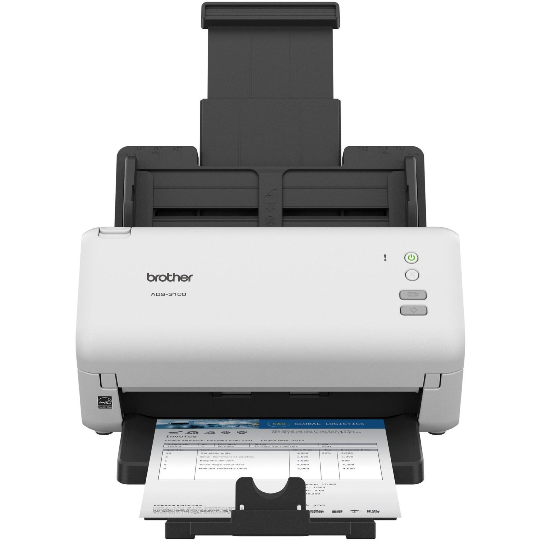 Brother ADS3100 High-Speed Desktop Scanner - Scan Color, Duplex Scanning, 600 x 600 dpi Optical, 80 ipm, 40 ppm