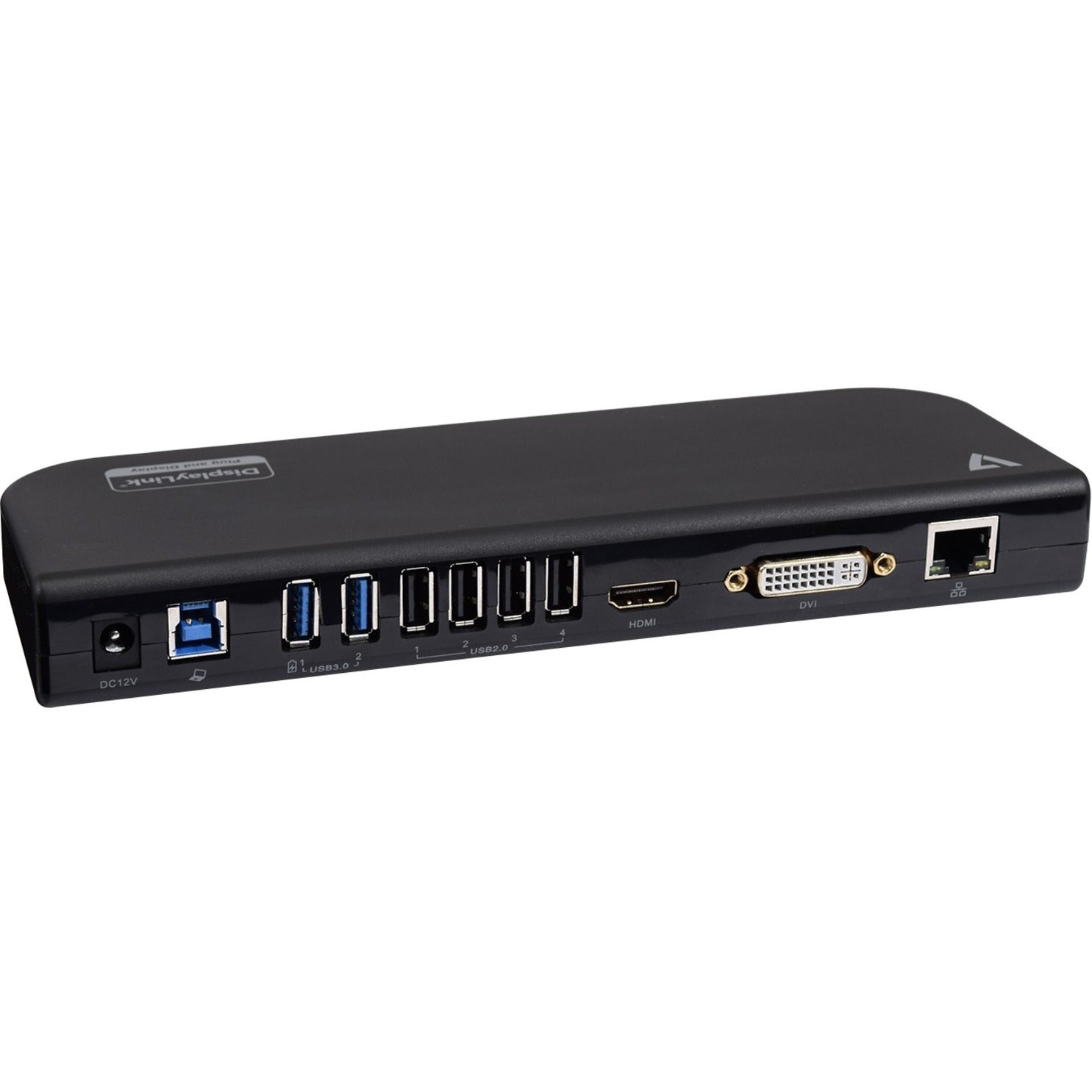 V7 UDDS2 USB Dual DisplayLink Docking Station, 2K QHD, 6 USB Ports, Ethernet