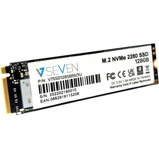 V7 V7SSD128GBNV3U Solid State Drive, 128 GB M.2 Internal, PCI Express NVMe 3.0 x4