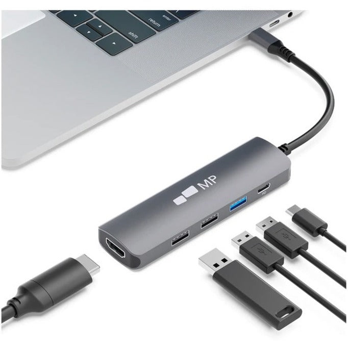 Mobile Pixels 104-1003P01 5 in 1 USB-C Hub with 4K HDMI, 1 Year Warranty, 100W PD Charging, Gray