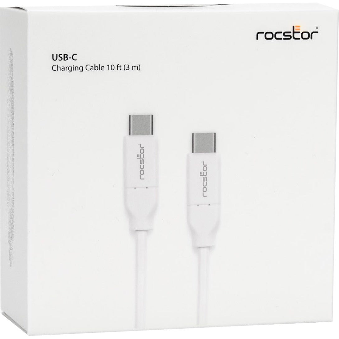 Rocstor Y10C275-W1 Premium USB-C Charging Cable Up to 100W Power Delivery, 10ft, Fast Charging, White