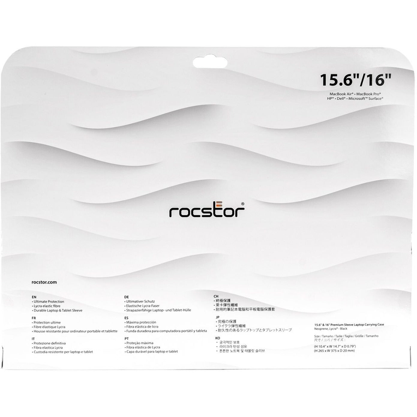 Rocstor Y1CC006-B1 Premium 15.6/16 Water-resistant Lycra Neoprene Laptop Sleeve, Black