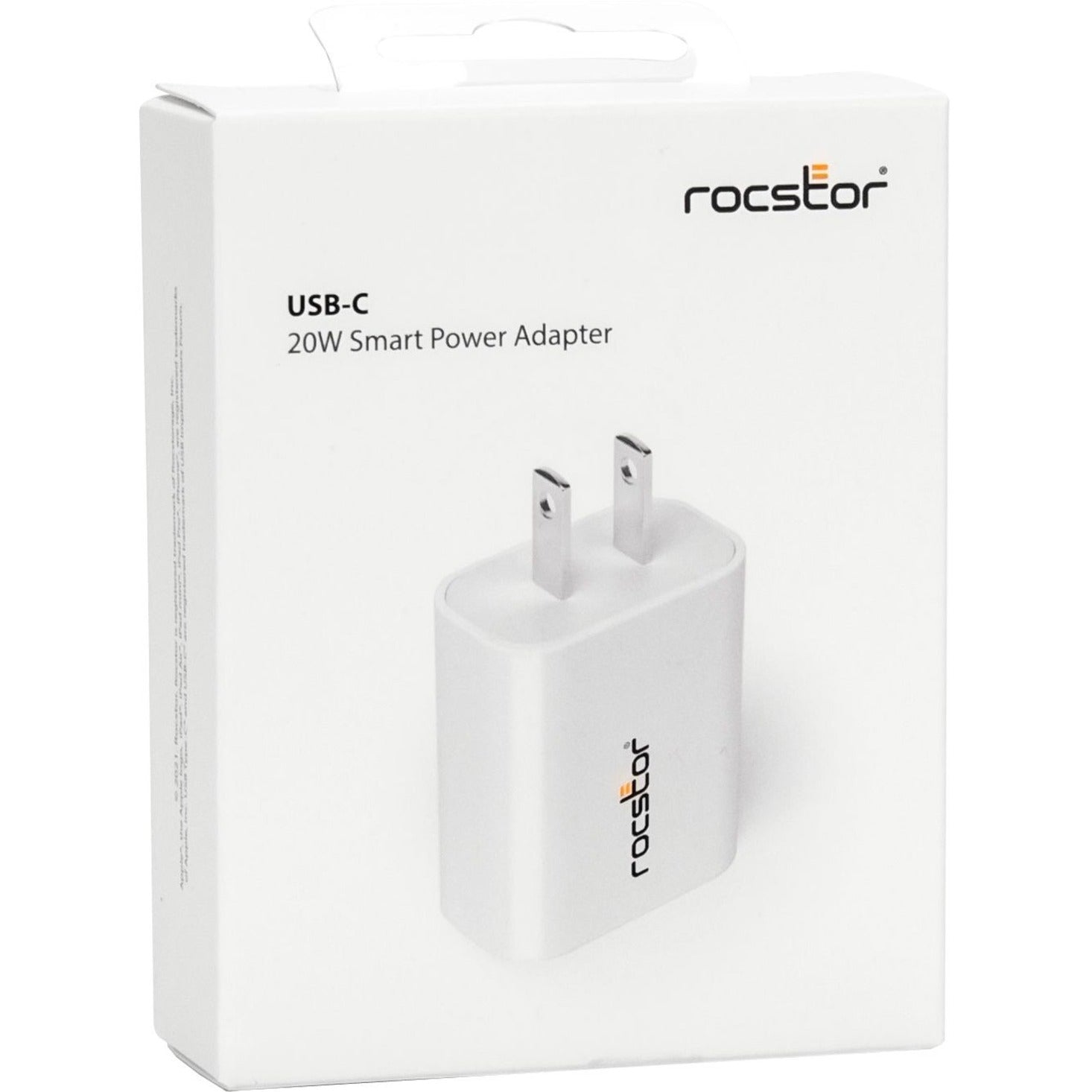 Rocstor Y10A256-W1 20W Smart USB-C Power Adapter, Fast Charging for Apple Products