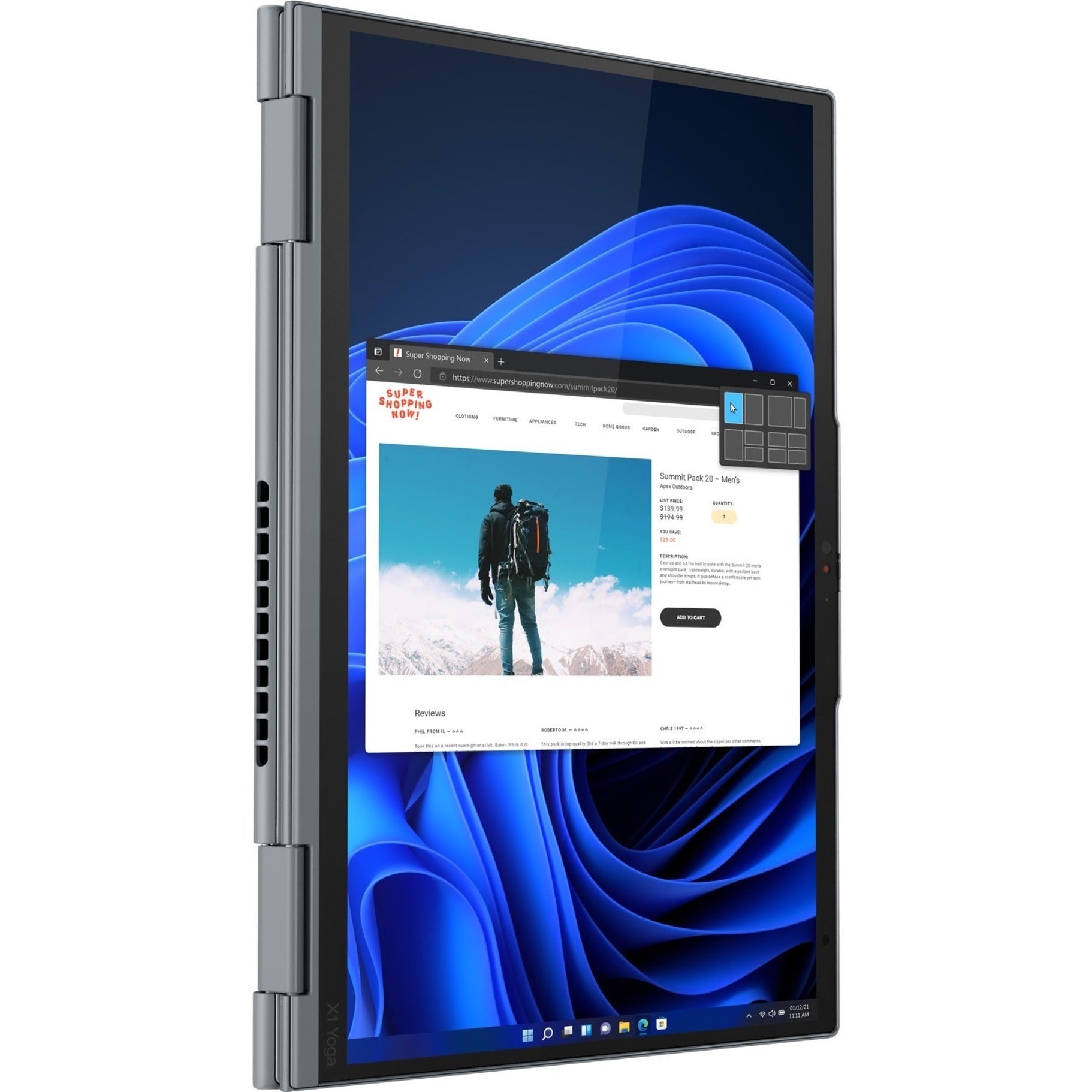 Lenovo 21CD0047US ThinkPad X1 Yoga Gen 7 2 in 1 Notebook, Intel Core i7, 16GB RAM, 512GB SSD, Windows 11