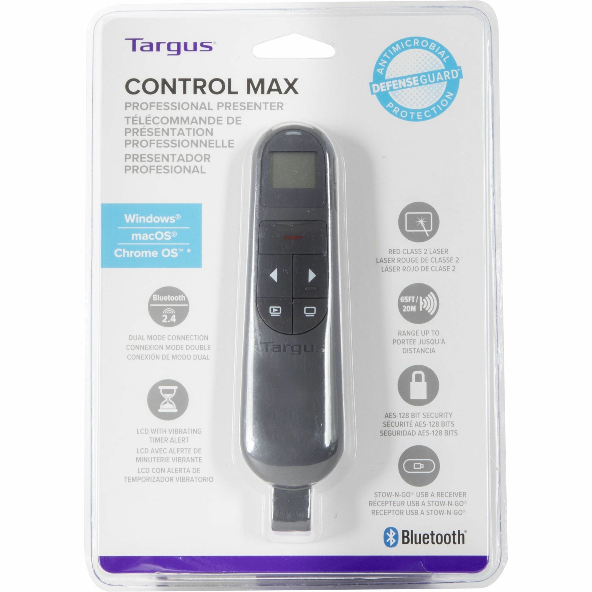 Targus AMP06804AMGL Dual Mode Antimicrobial Laser Presenter with Timer, Wireless USB Presentation Pointer