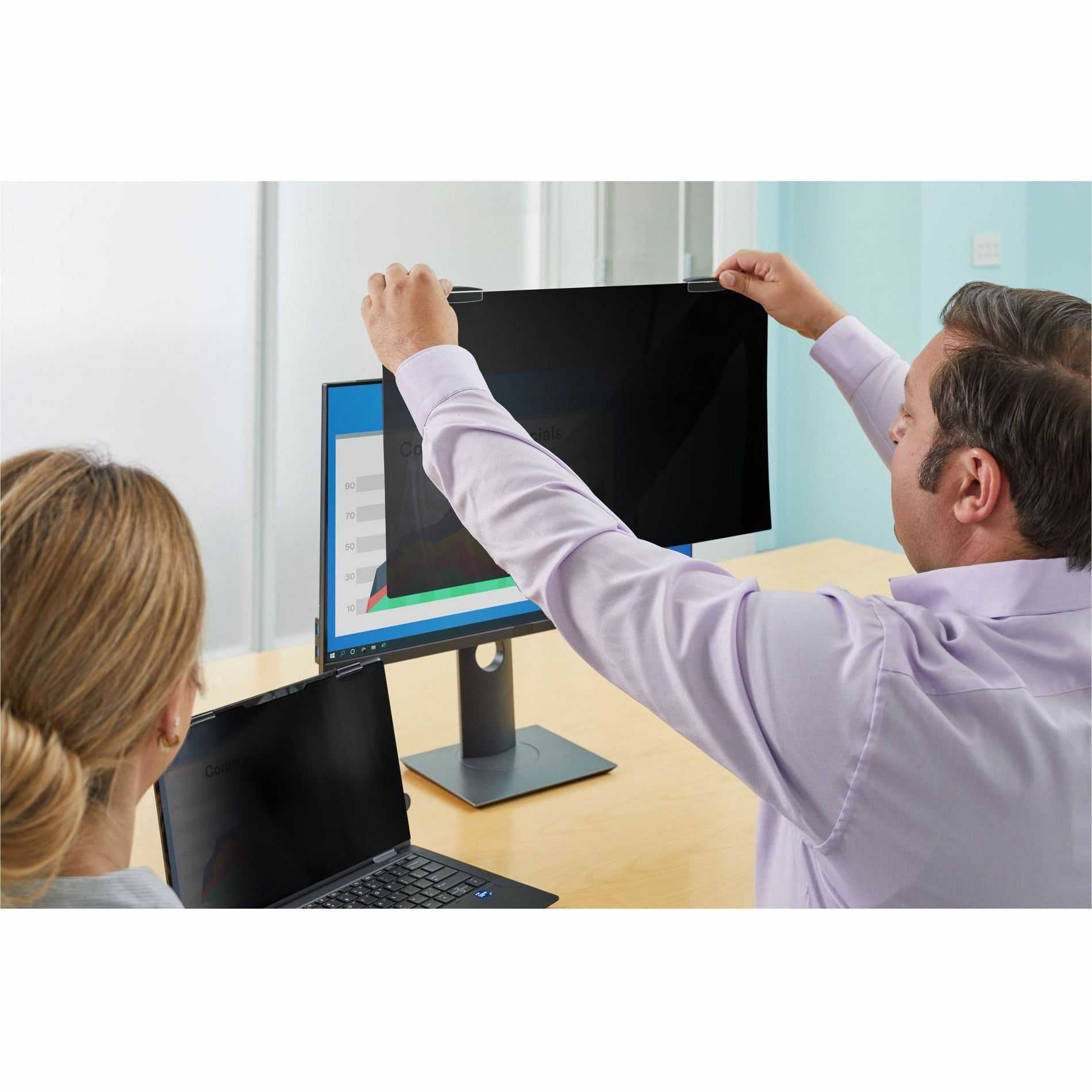 3M PF215W9EM Privacy Screen Filter, 21.5" Widescreen, Blue Light Reduction, Magnetic Attach