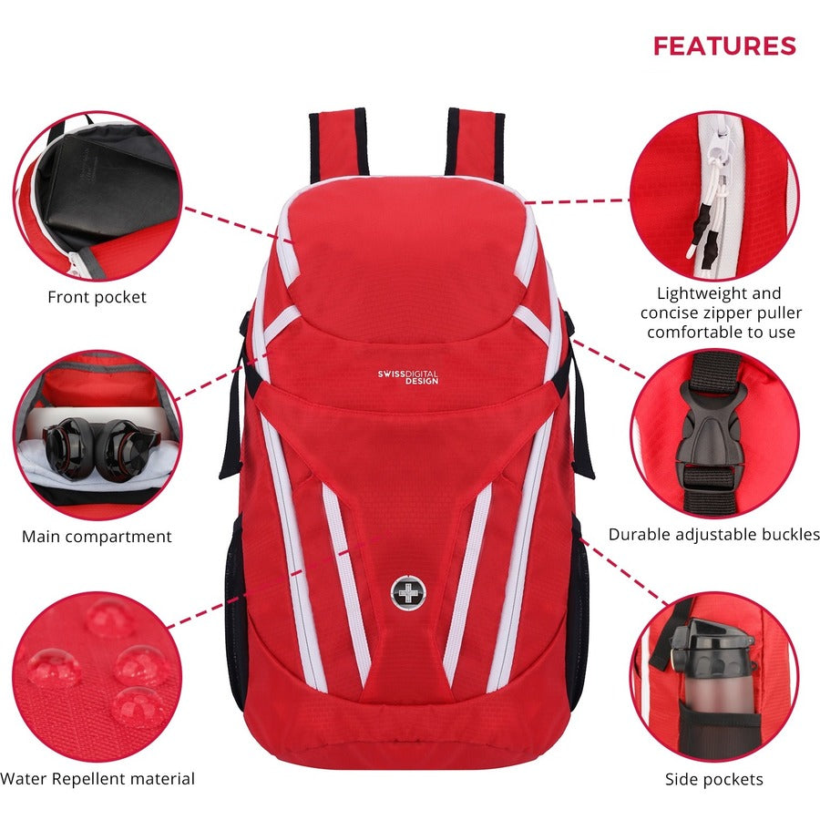 Swissdigital Design SD1596-42 Kangaroo Foldable Backpack, Water-Resistant, Fits up to 15.6" Laptop