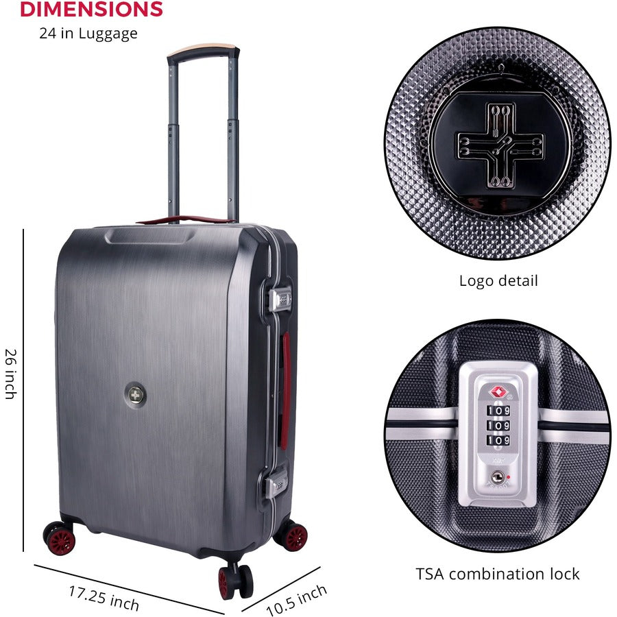 Swissdigital Design SD4807G1-02 DIGITRAK Luxurious 24" Travel Case, GPRS Luggage with Patented USB Smart Charging System, Removable Lithium Battery, GPRS Digitrack, Digital Scale for Weight & TSA Lock