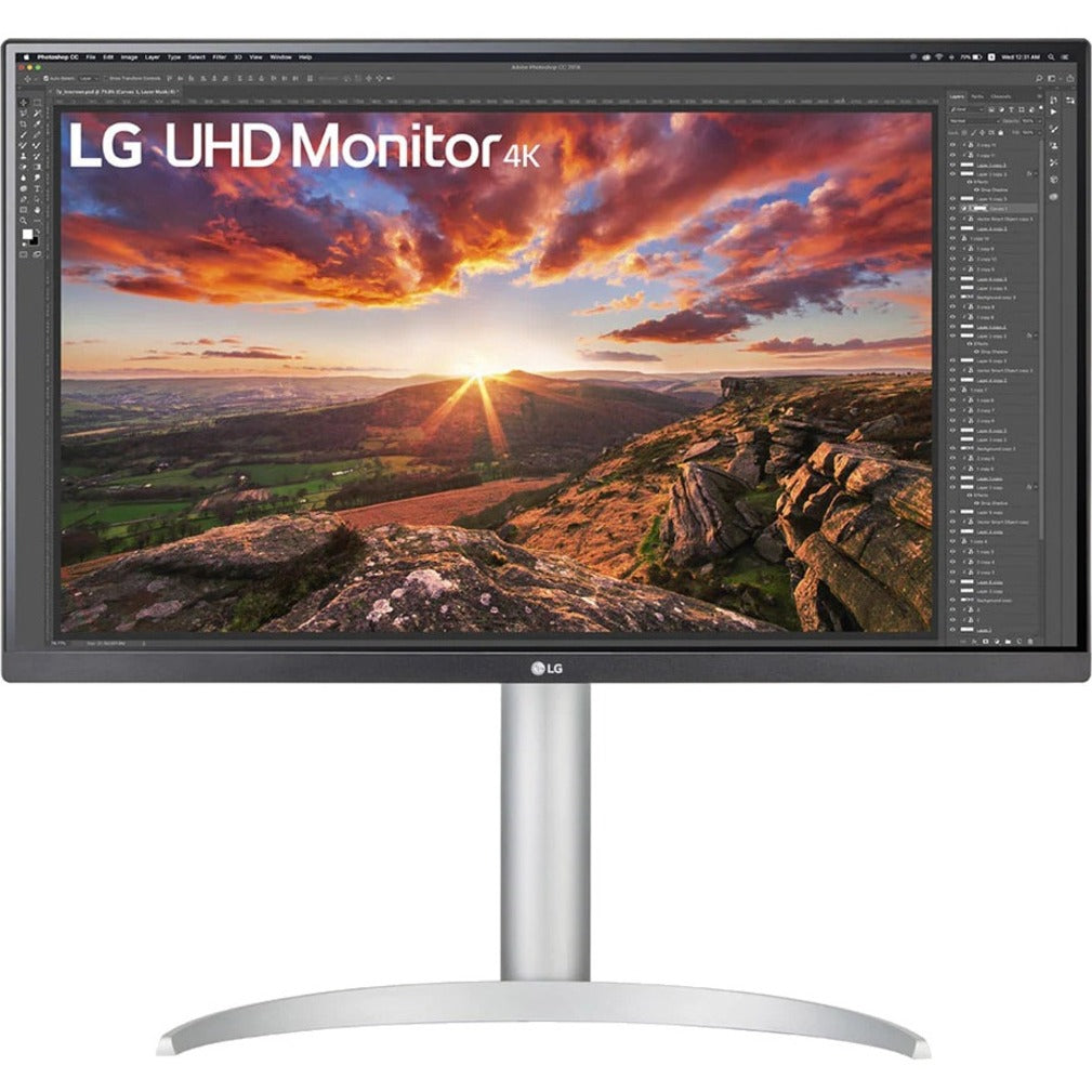 LG 27BP85UN-W 27" 4K UHD Gaming LCD Monitor - Silver, Black, White, FreeSync, 95% DCI-P3, USB Hub