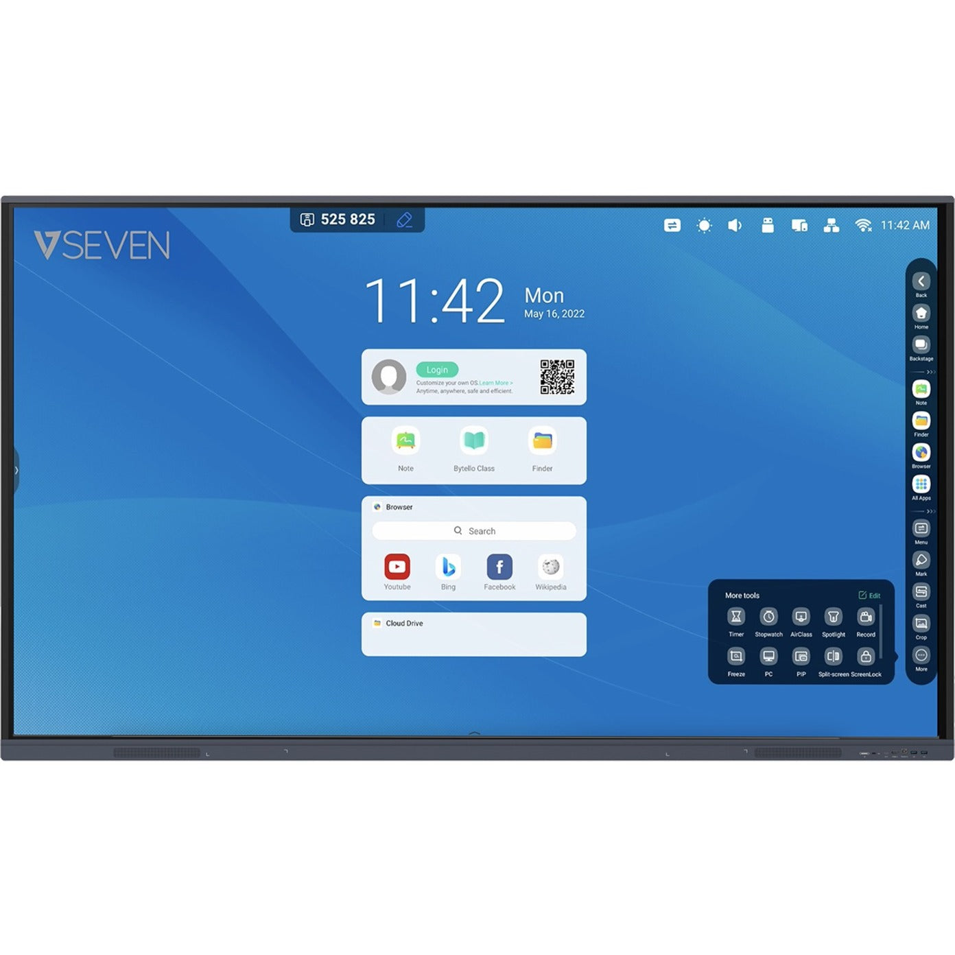 V7 IFP6501-V7 Digital Signage Display, 65" 4K Touchscreen, Android 11, 5 Year Warranty