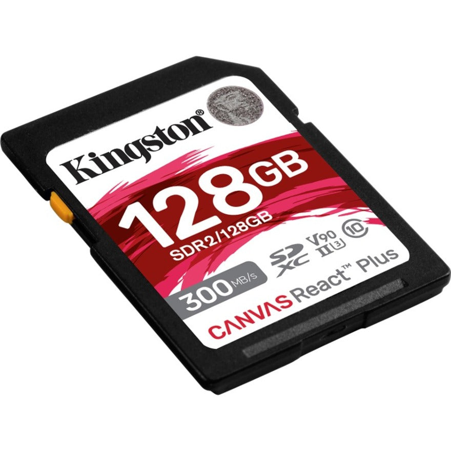 Kingston SDR2/128GB Canvas React Plus 128GB SDXC Card, V90 Video Speed Class, 300 MB/s Read Speed, Class 10/UHS-II (U3)