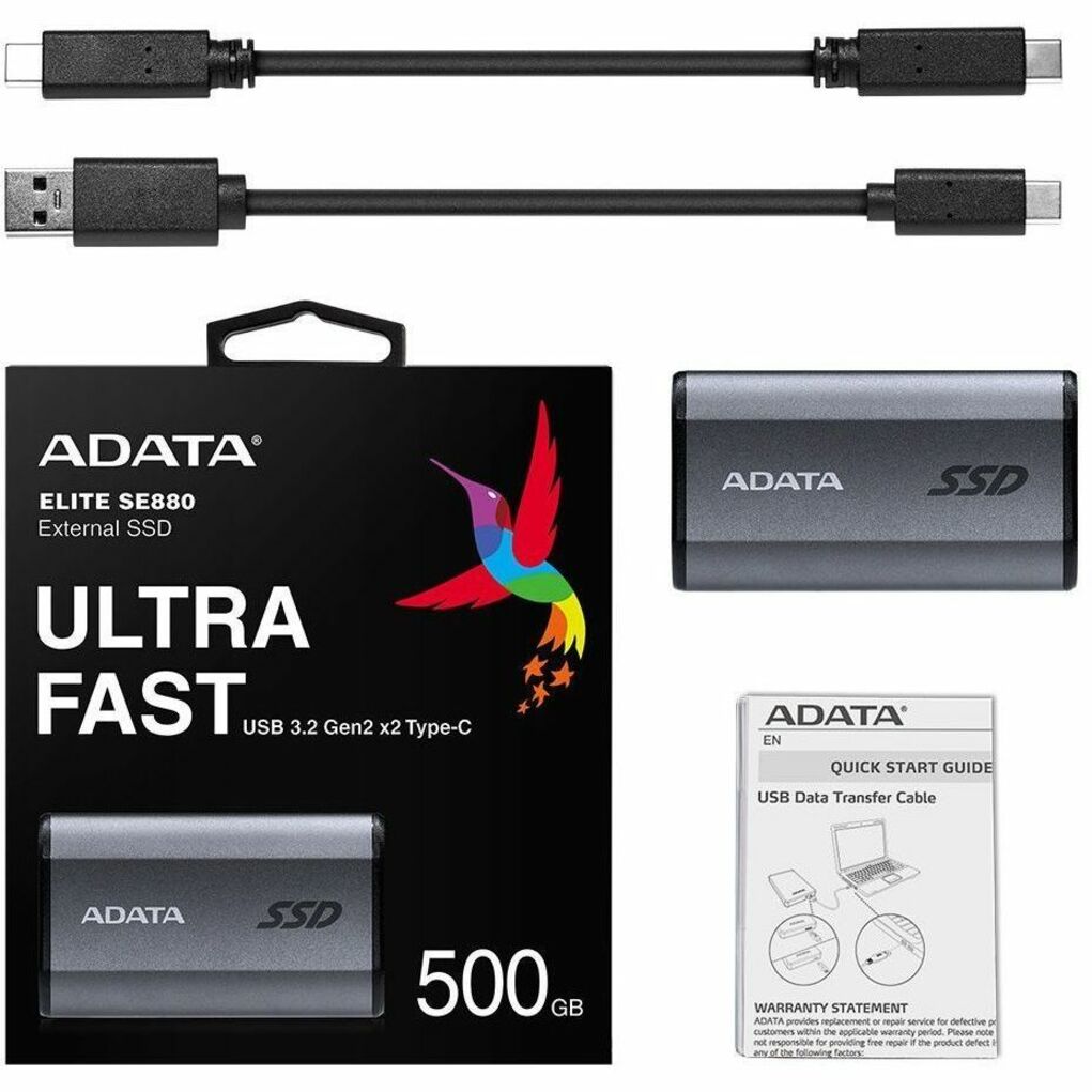 ADATA Elite SE880 500GB External Portable SSD, Powerfully Compact